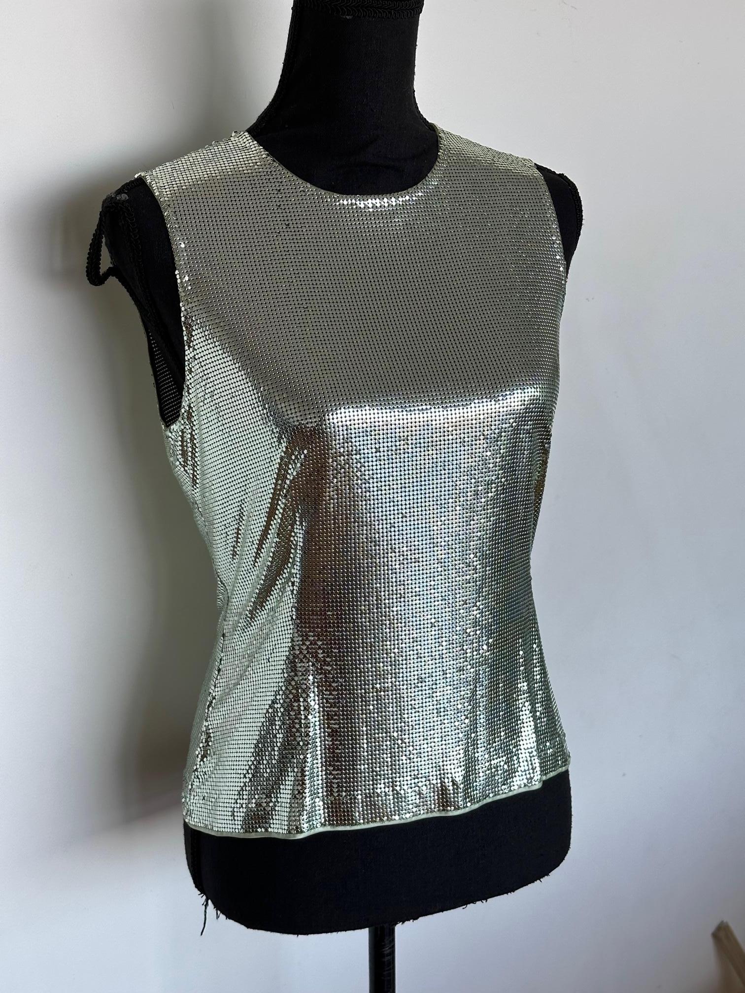 Gianni Versace Couture Metallic Mesh Top For Sale 2