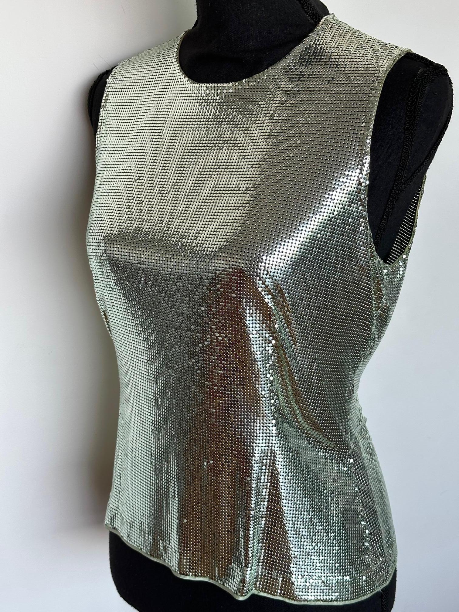Gianni Versace Couture Metallic Mesh Top For Sale 5