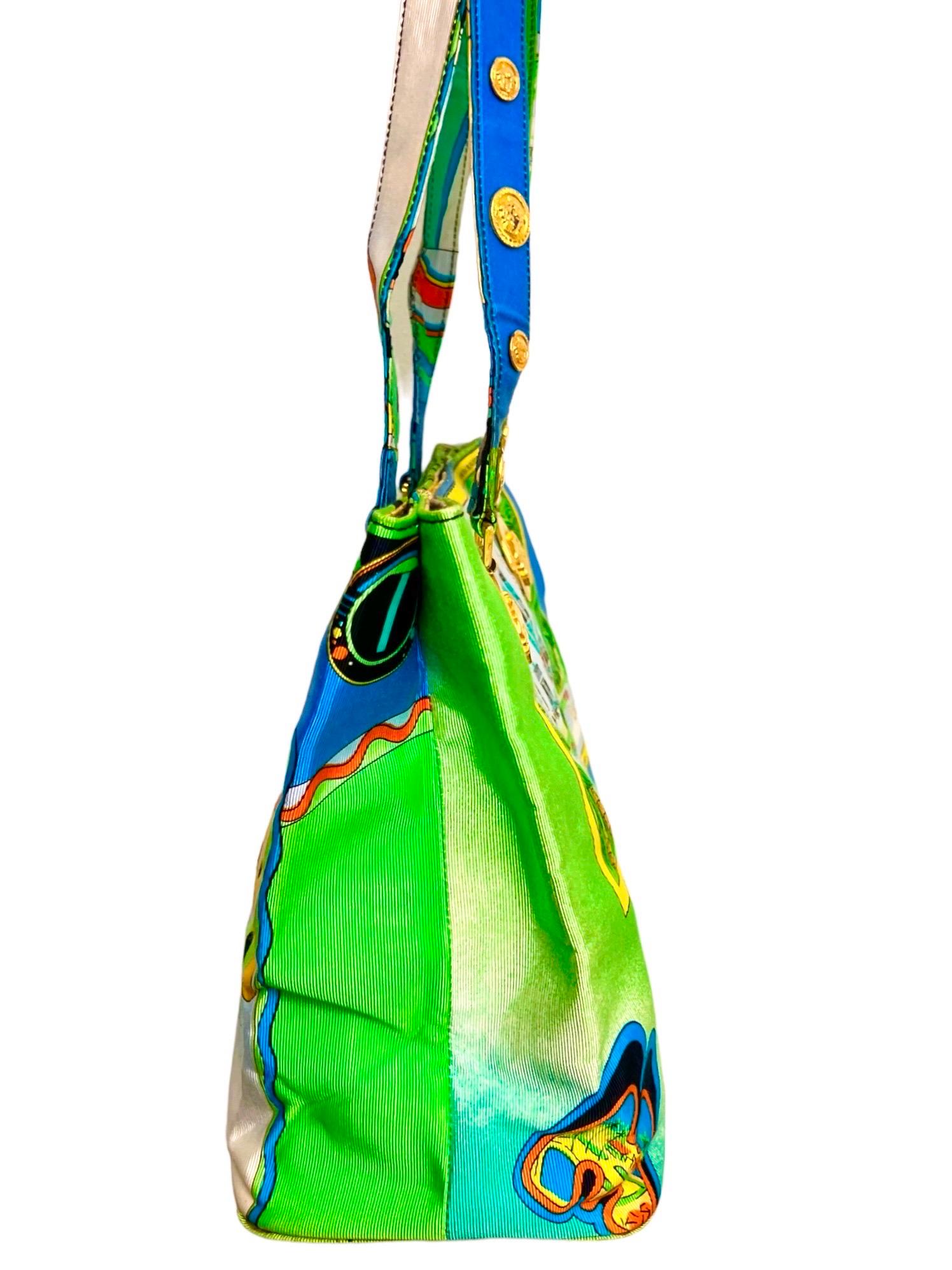 Gianni Versace Couture Miami Large Bag Vintage Beach Print 1993 For Sale 5
