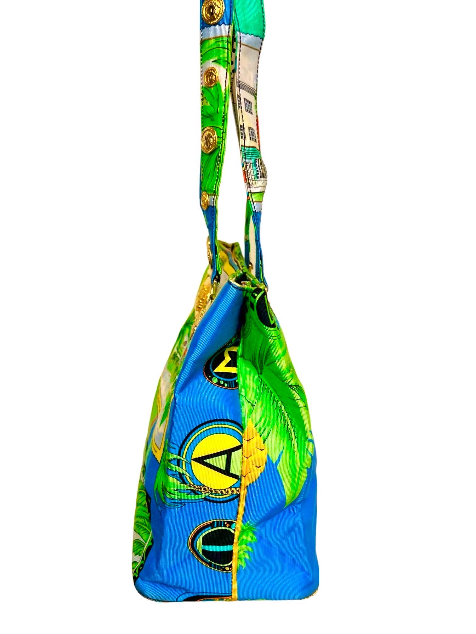 Gianni Versace Couture Miami Large Bag Vintage Beach Print 1993 For Sale 1