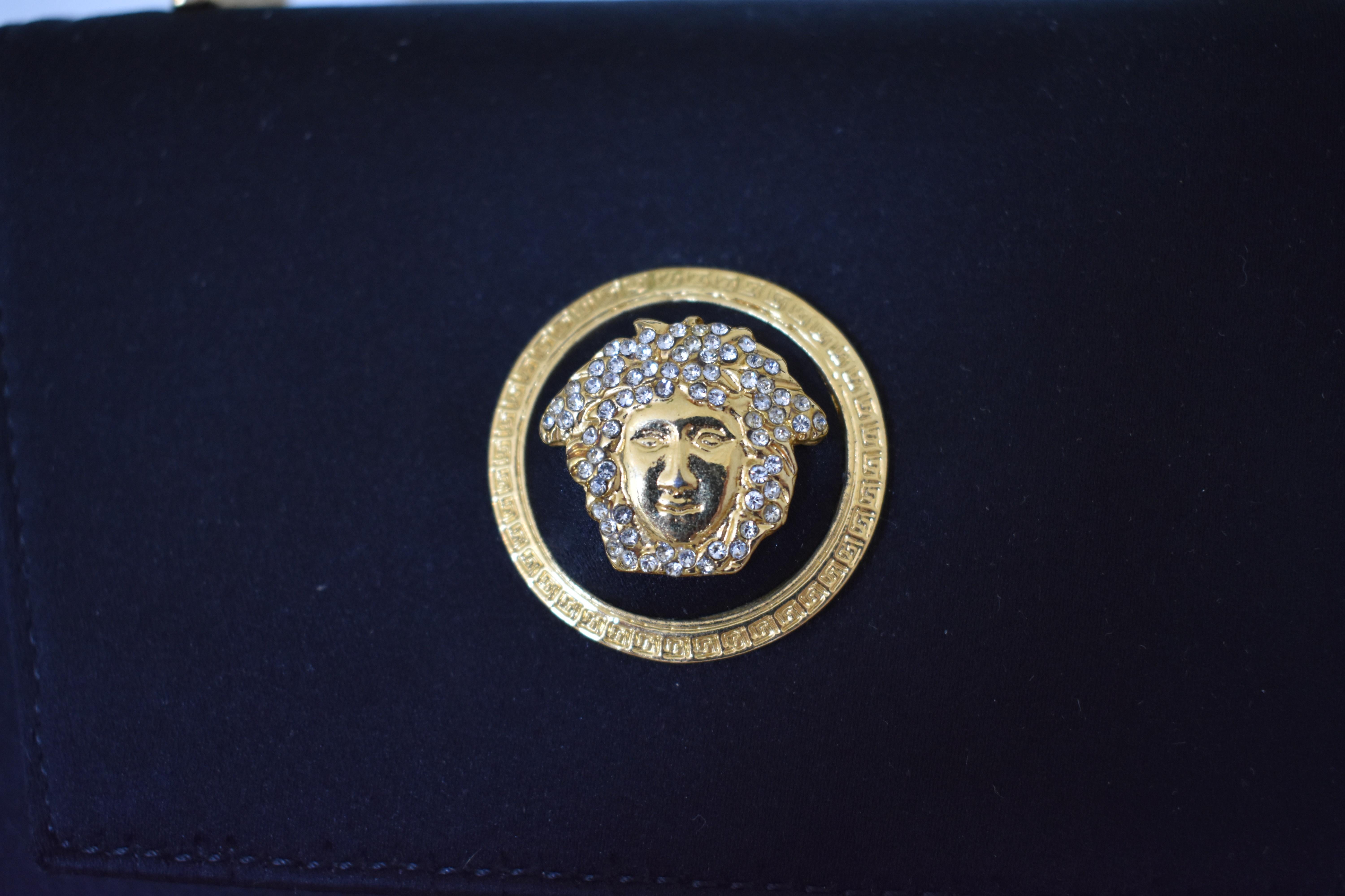 FINAL SALE Gianni Versace Couture Mini Satin Evening Bag with Medusa Head For Sale 3