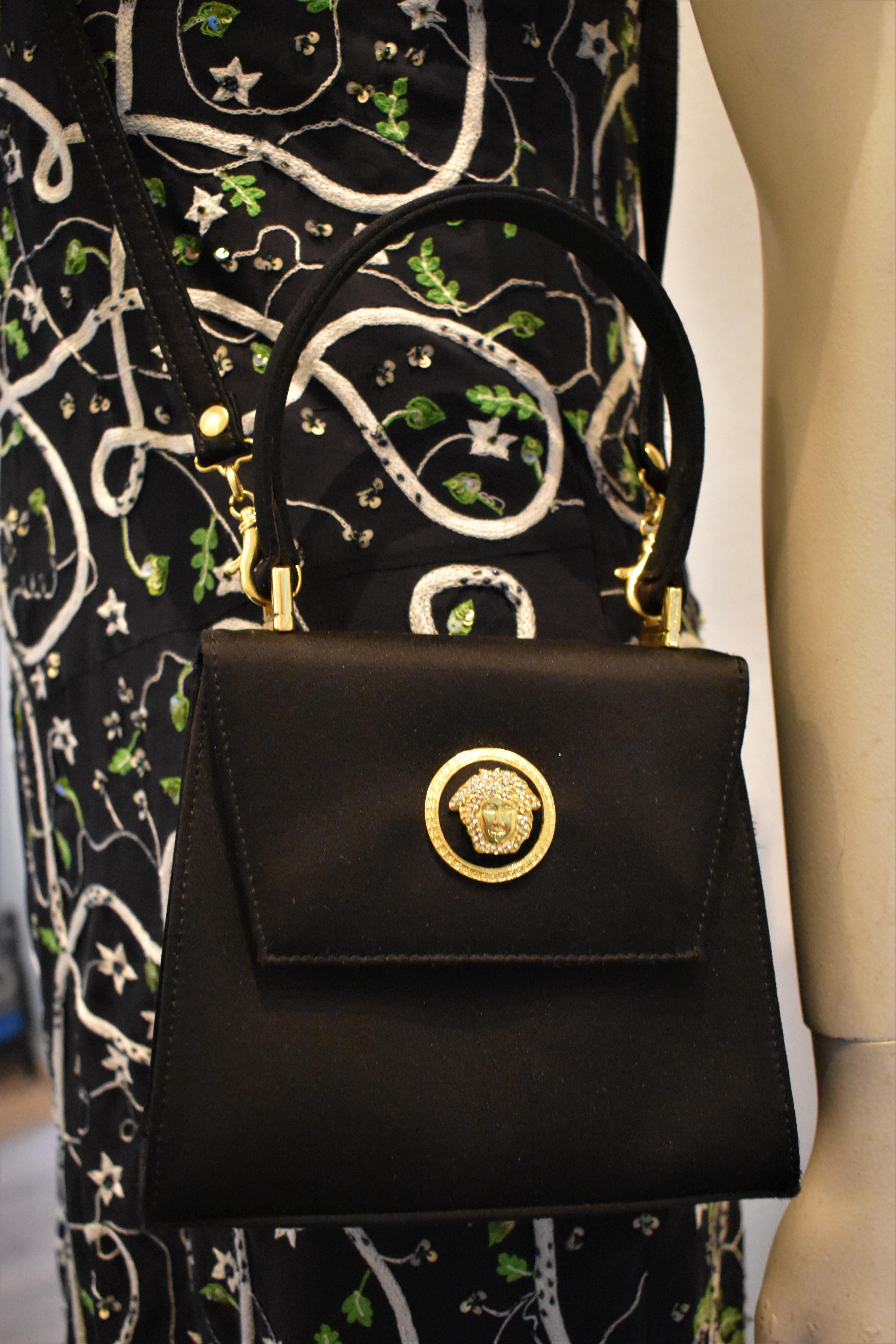 Women's FINAL SALE Gianni Versace Couture Mini Satin Evening Bag with Medusa Head For Sale