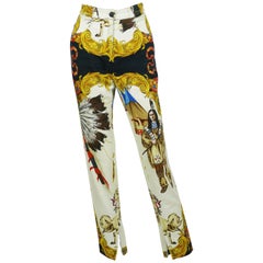 Gianni Versace Couture Native American Print Cotton Denim Jeans, F / W 92 / 93
