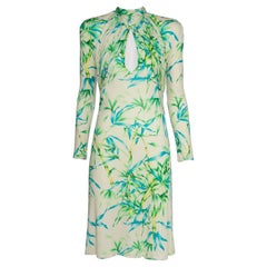 Gianni Versace Couture Laufsteg-Kleid aus Seidenjersey mit offenem Rückenausschnitt und tropischem Druck, F/S2000