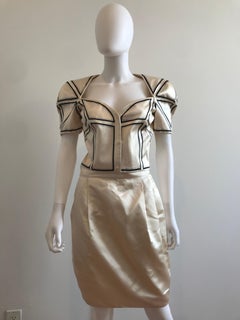 Gianni Versace Couture Origami Silk Cropped Blazer and Skirt Suit Set