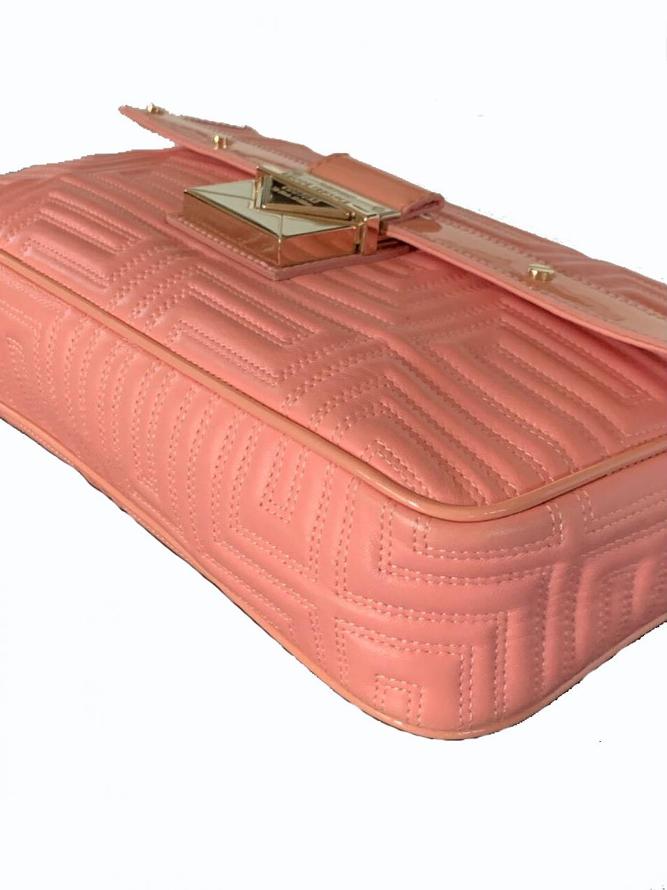 GIANNI VERSACE COUTURE PINK PATENT Gesteppte LEDER-Schultertasche 1