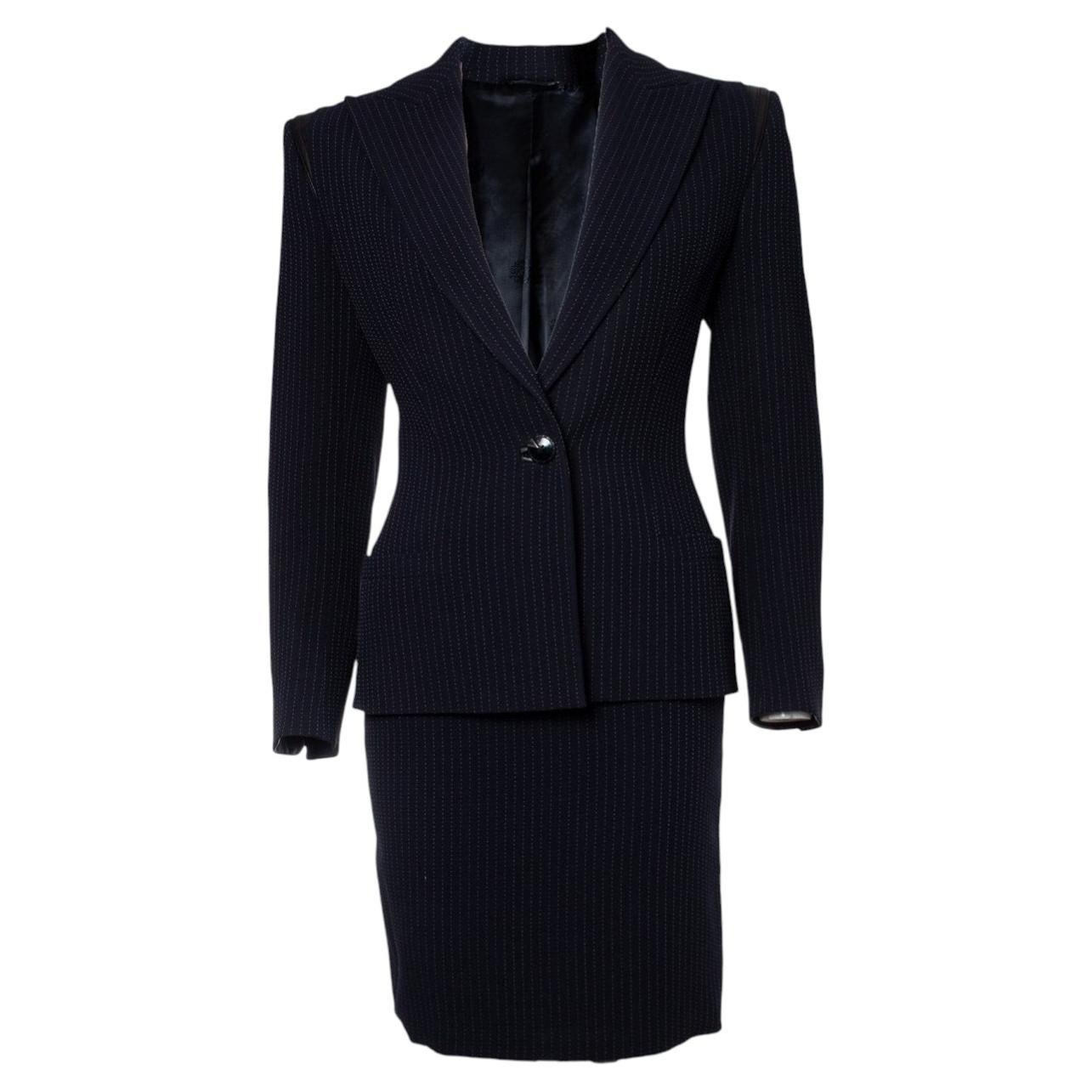 Pre-owned Versace Gianni Couture, Pinstripe Suit In Black