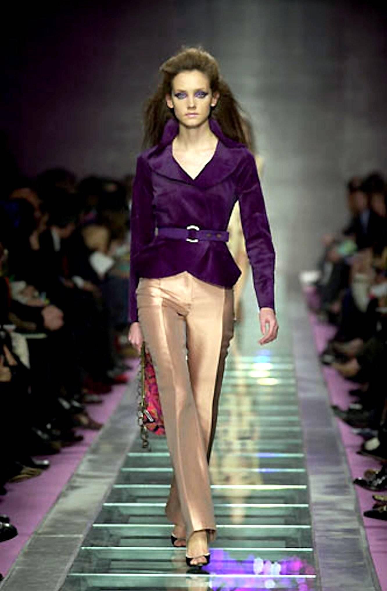 NEW Gianni Versace Couture FW 2000 Purple Fur Jacket Coat 42 For Sale 1