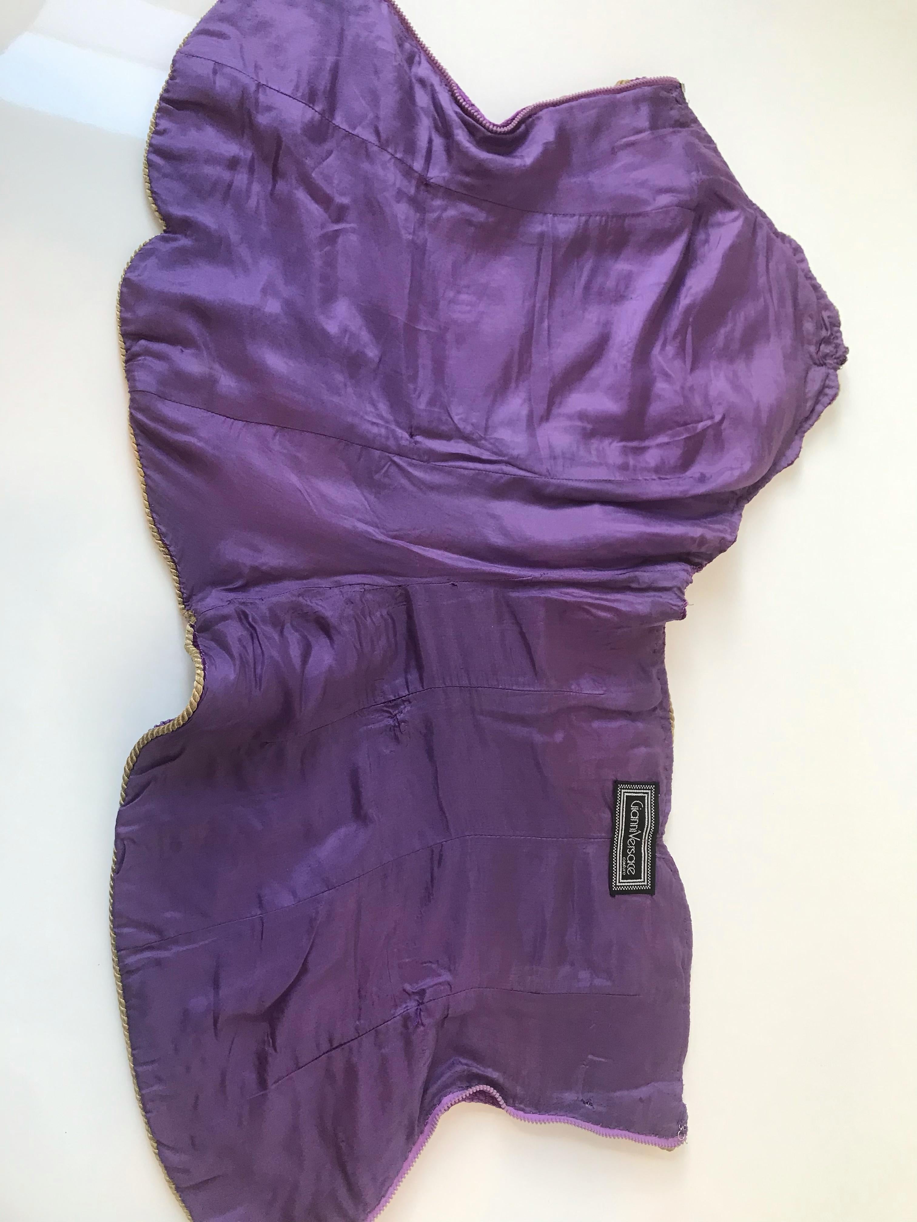 Gianni Versace Couture Purple & Gold Embellished & Embroidered Bustier/Corset For Sale 3