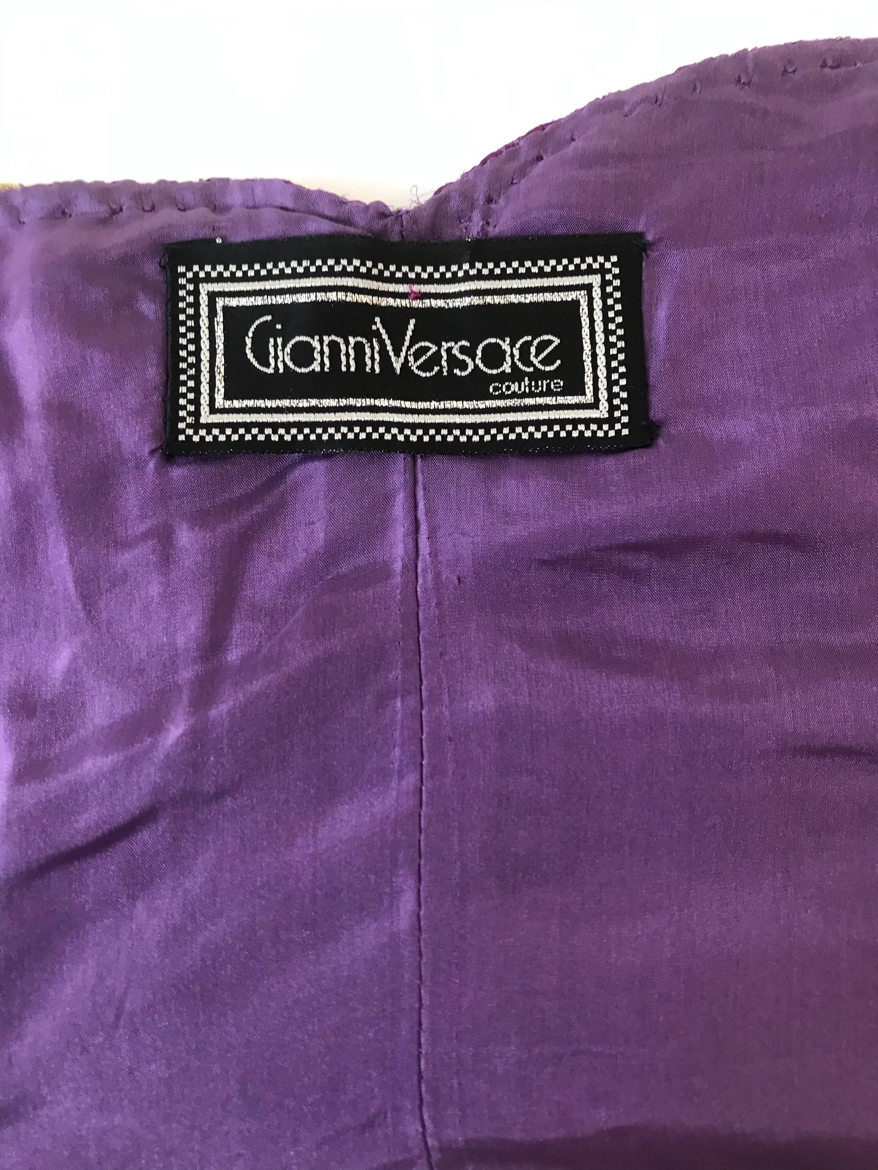 Gianni Versace Couture Purple & Gold Embellished & Embroidered Bustier/Corset For Sale 4