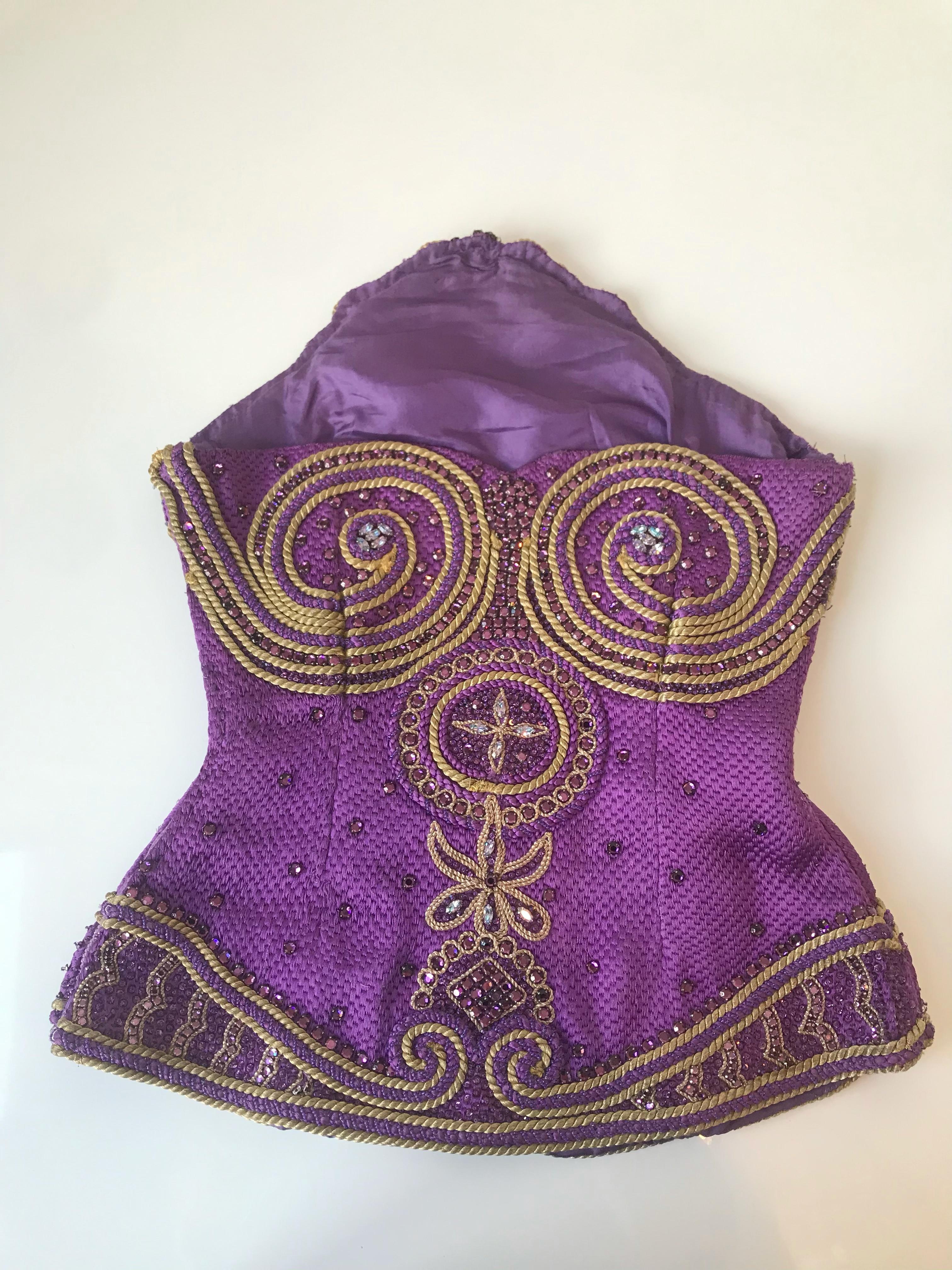 Gianni Versace Couture Purple & Gold Embellished & Embroidered Bustier/Corset For Sale 8