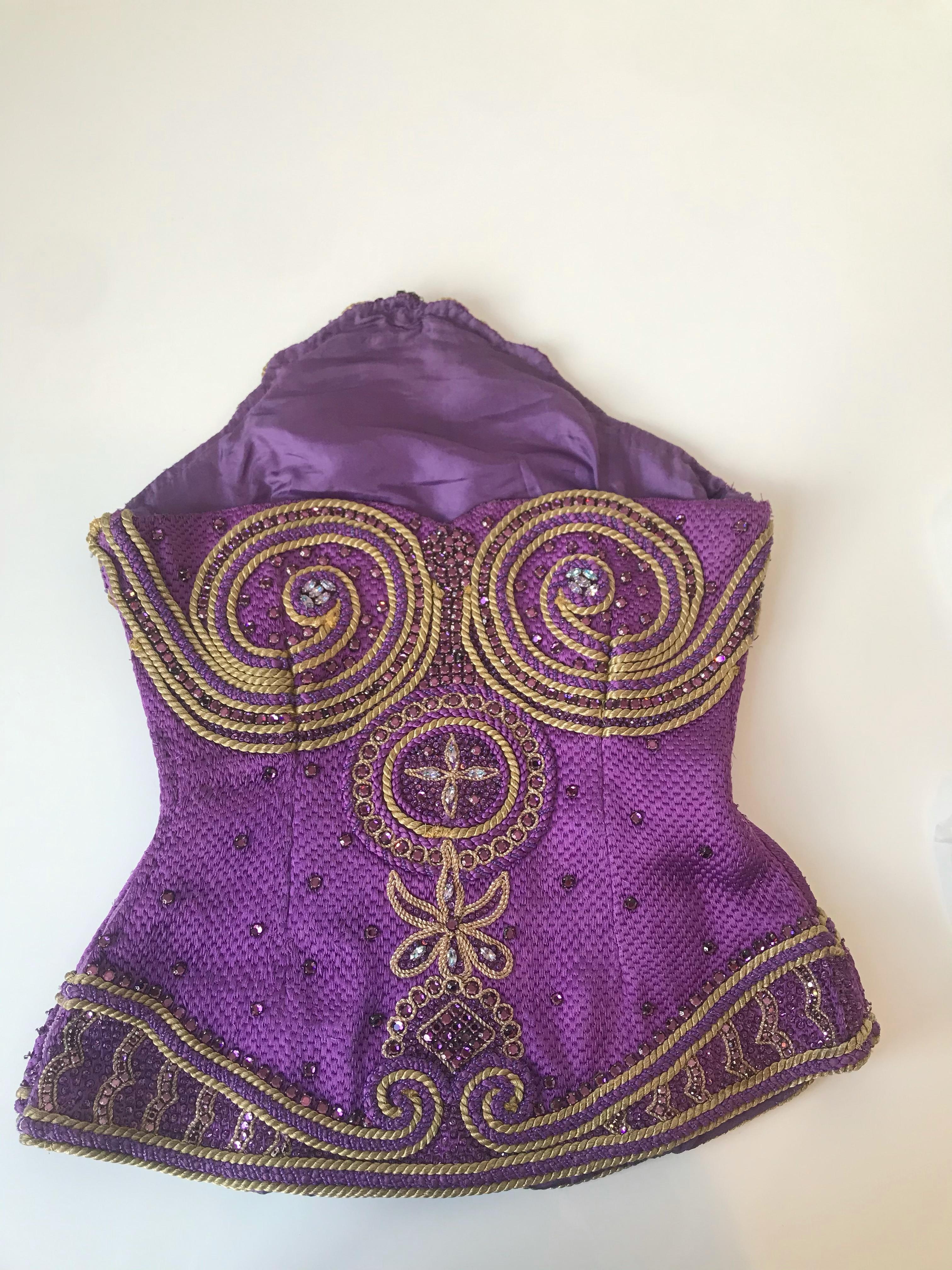 Gianni Versace Couture Purple & Gold Embellished & Embroidered Bustier/Corset For Sale 9