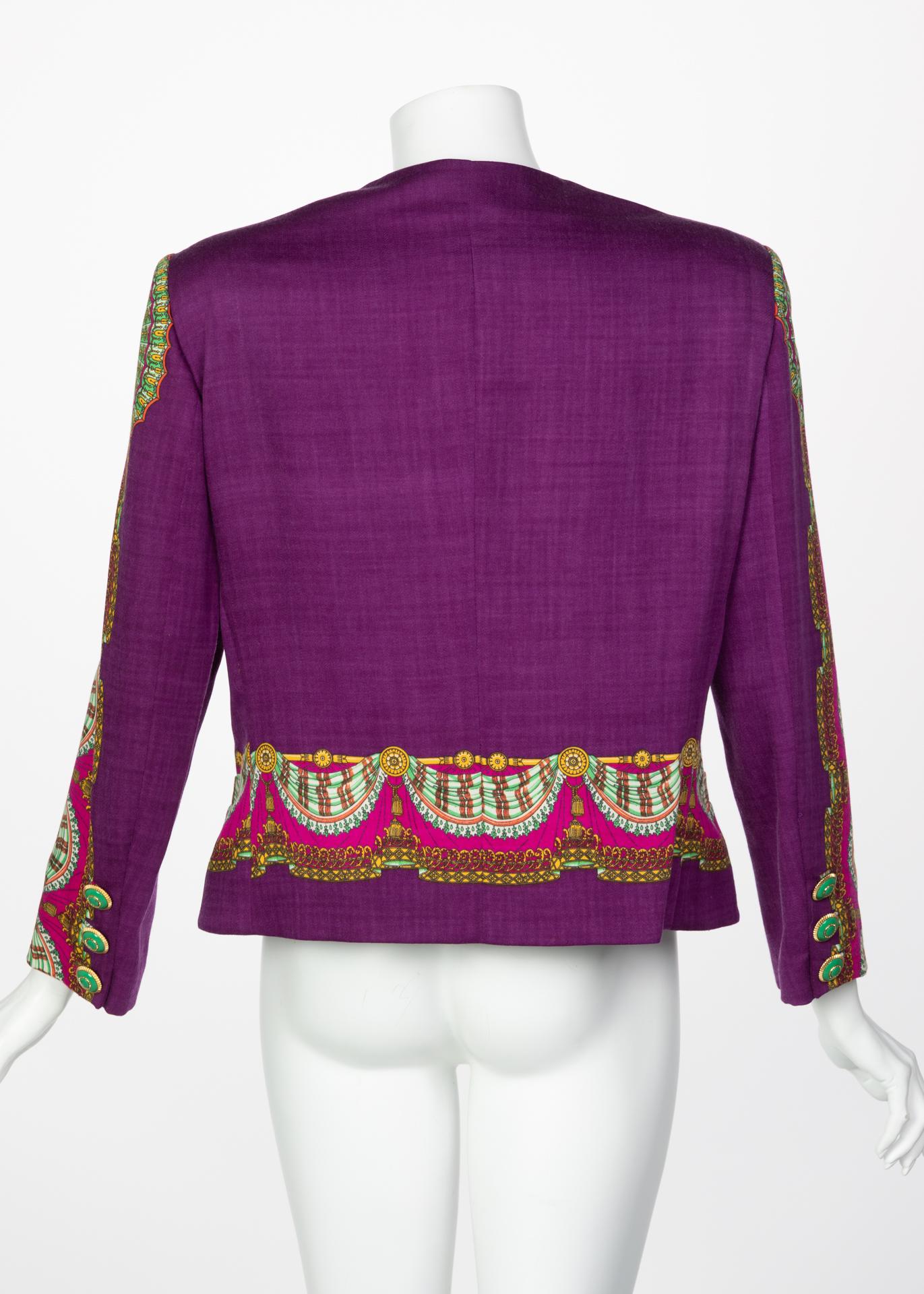 Gianni Versace Couture Purple Green Print Jacket, 1990s 3