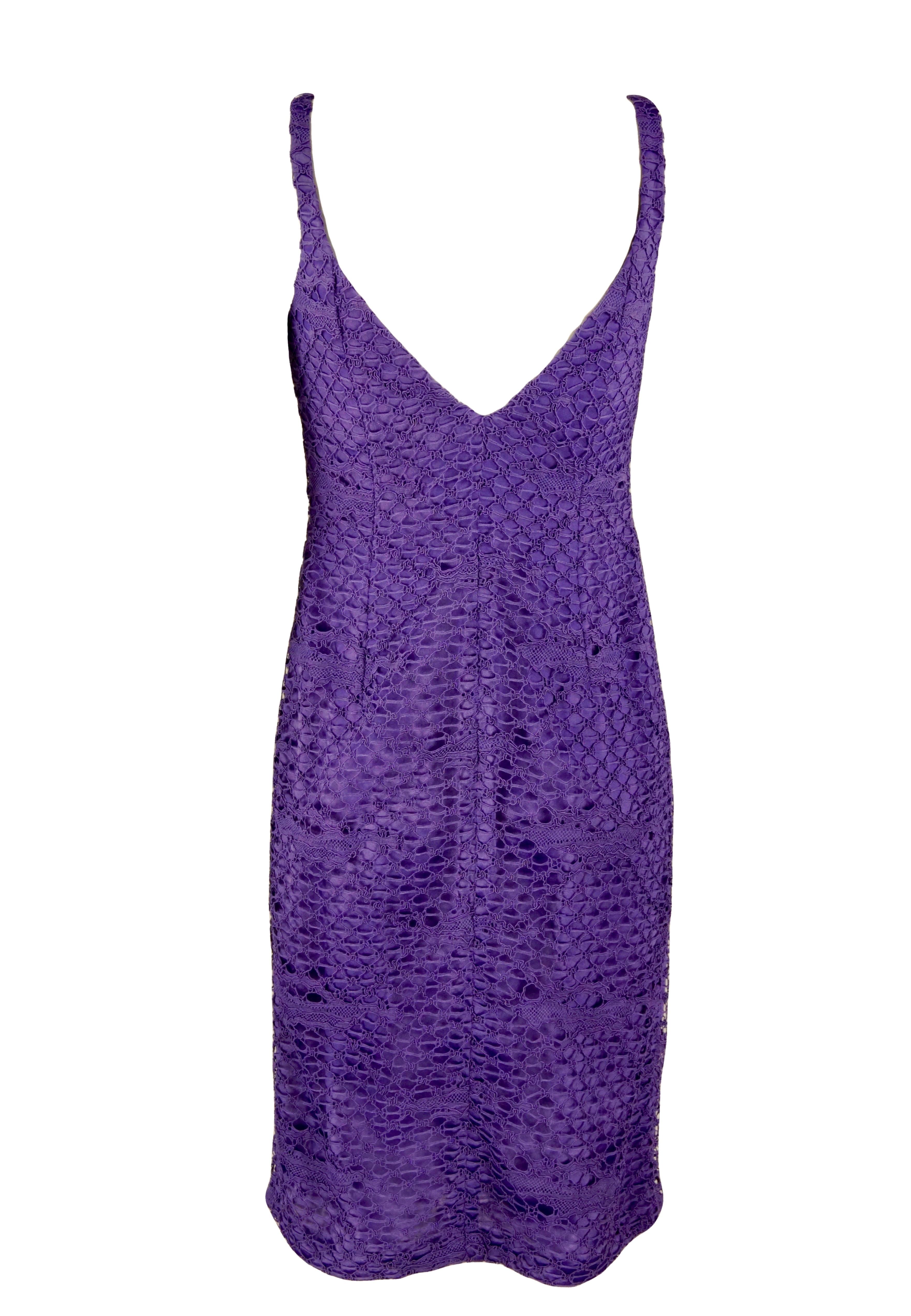 Gianni Versace Couture purple lace dress For Sale 3