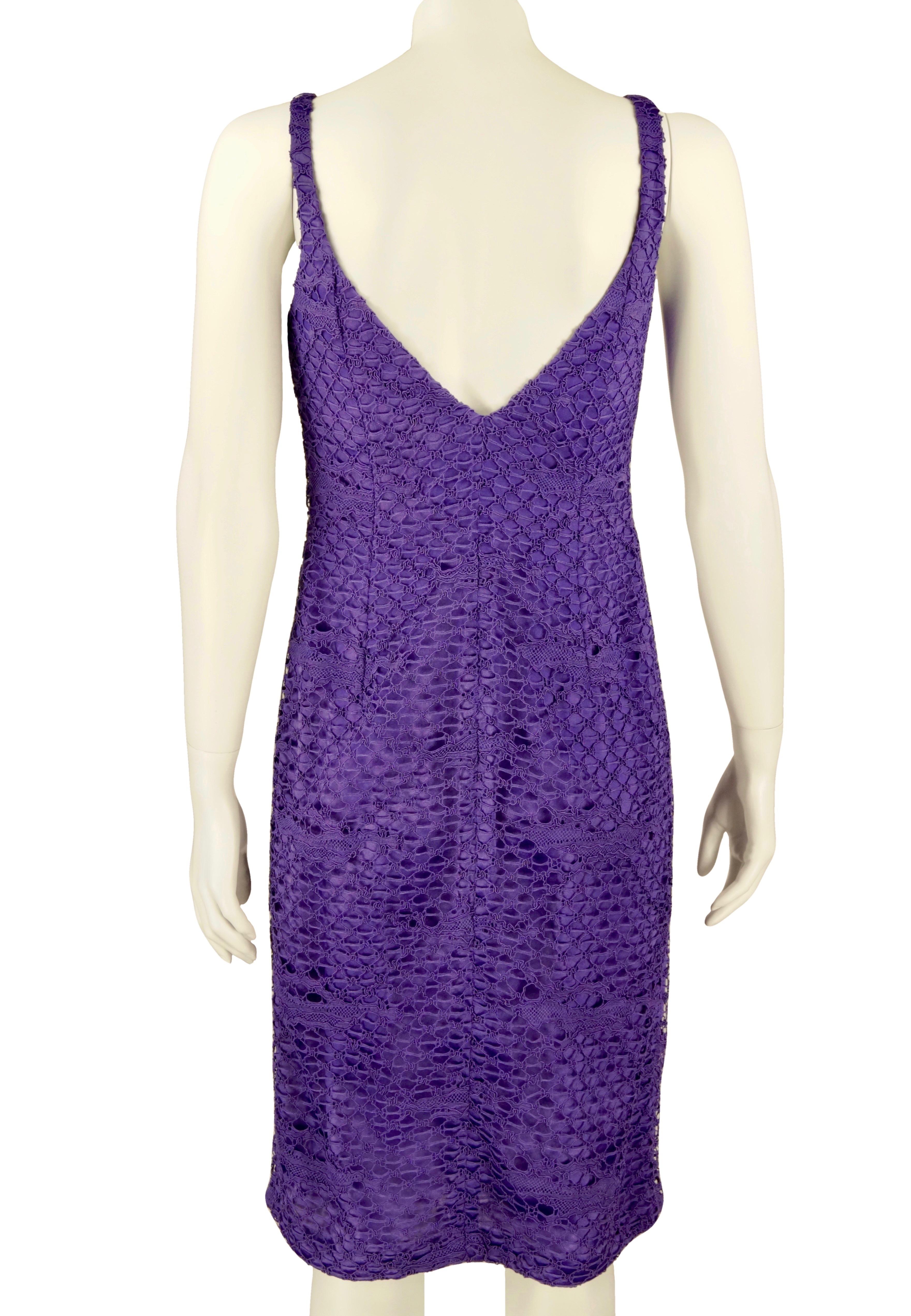 Gianni Versace Couture purple lace dress For Sale 4