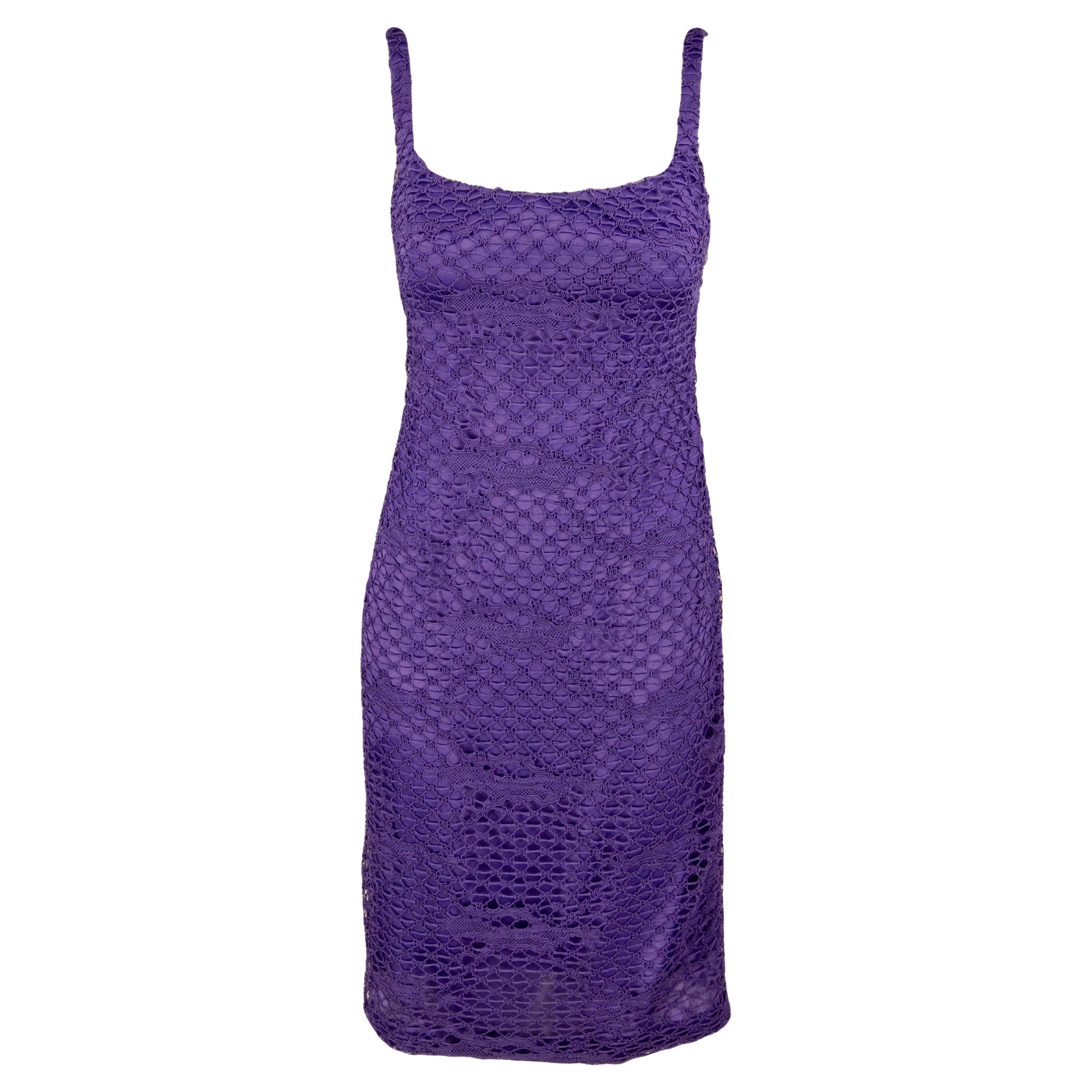 Gianni Versace Couture purple lace dress For Sale