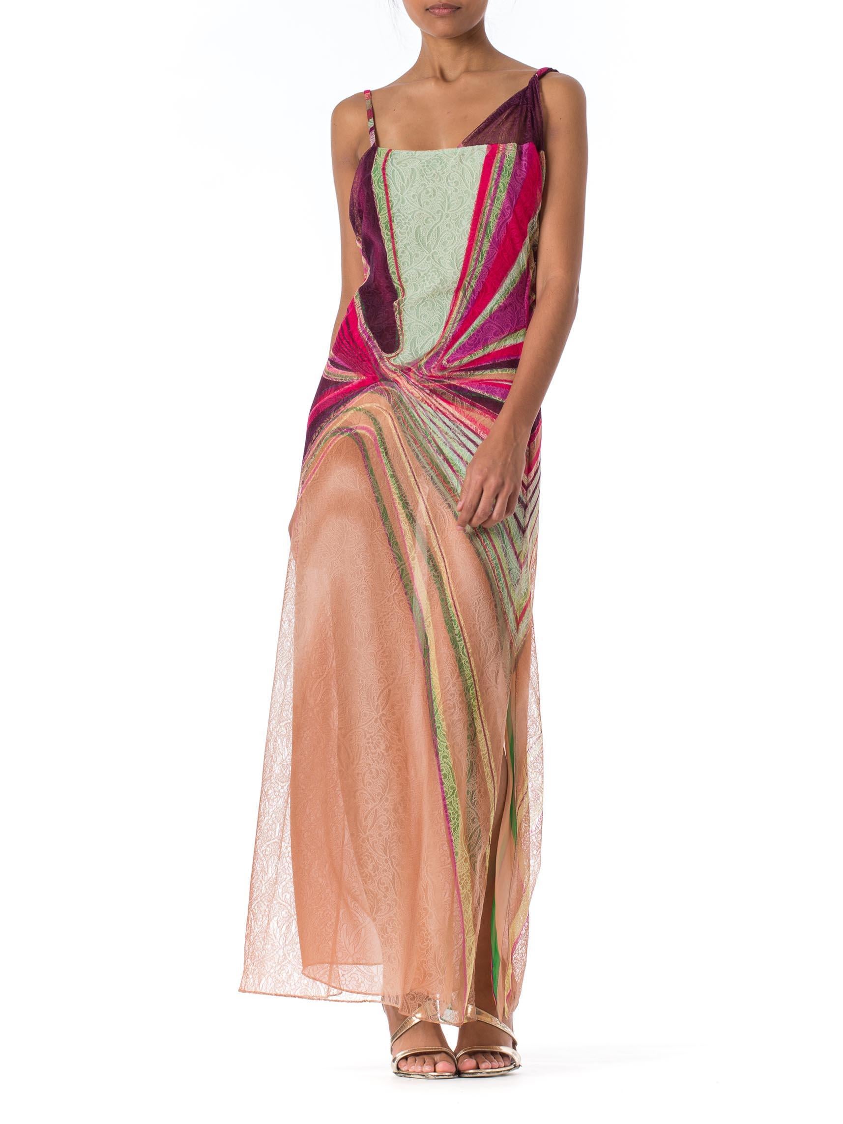 Gianni Versace Couture Runway Editorial Backless Sheer Chiffon and Lace Gown 5