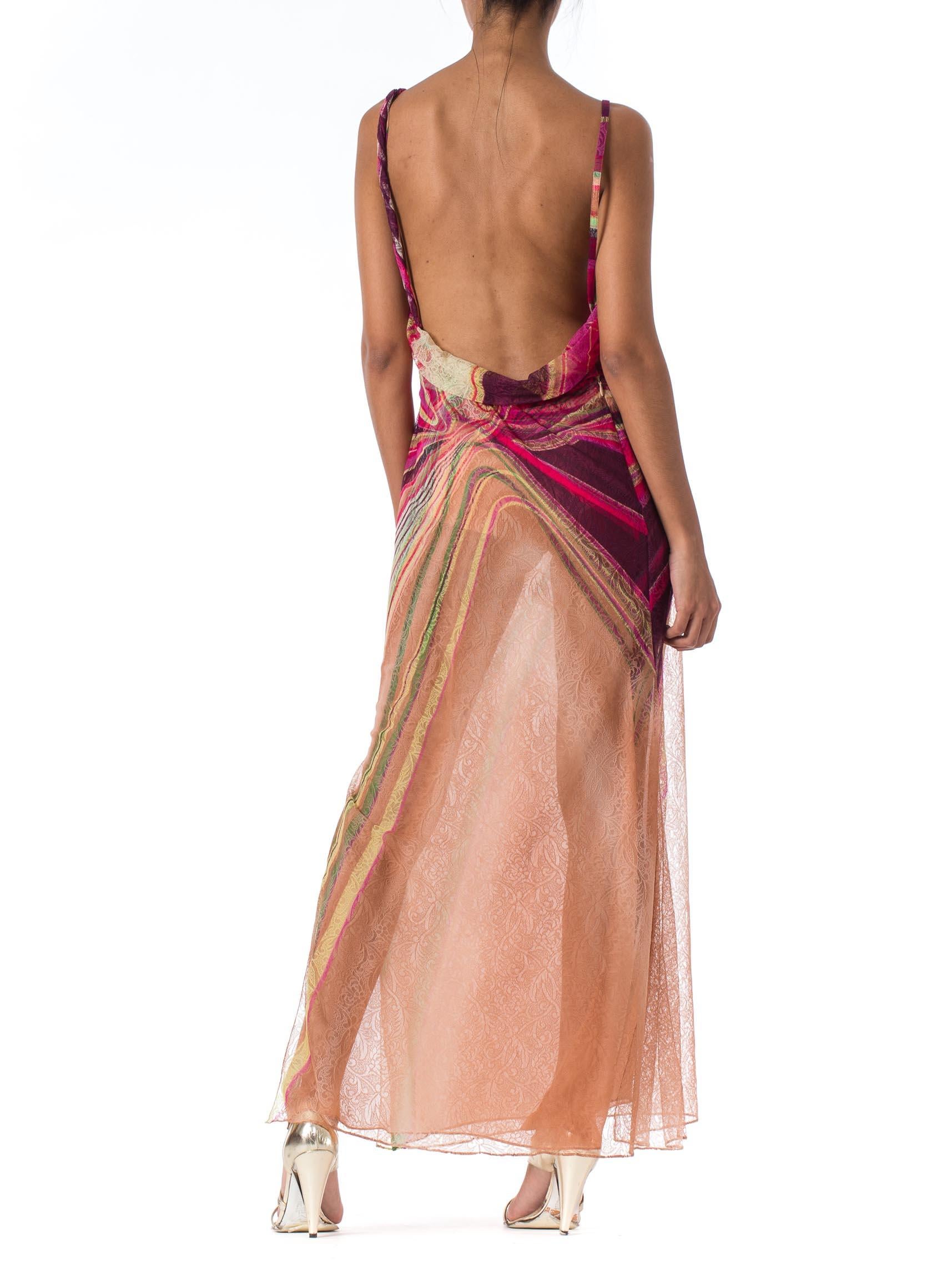 Gianni Versace Couture Runway Editorial Backless Sheer Chiffon and Lace Gown 3