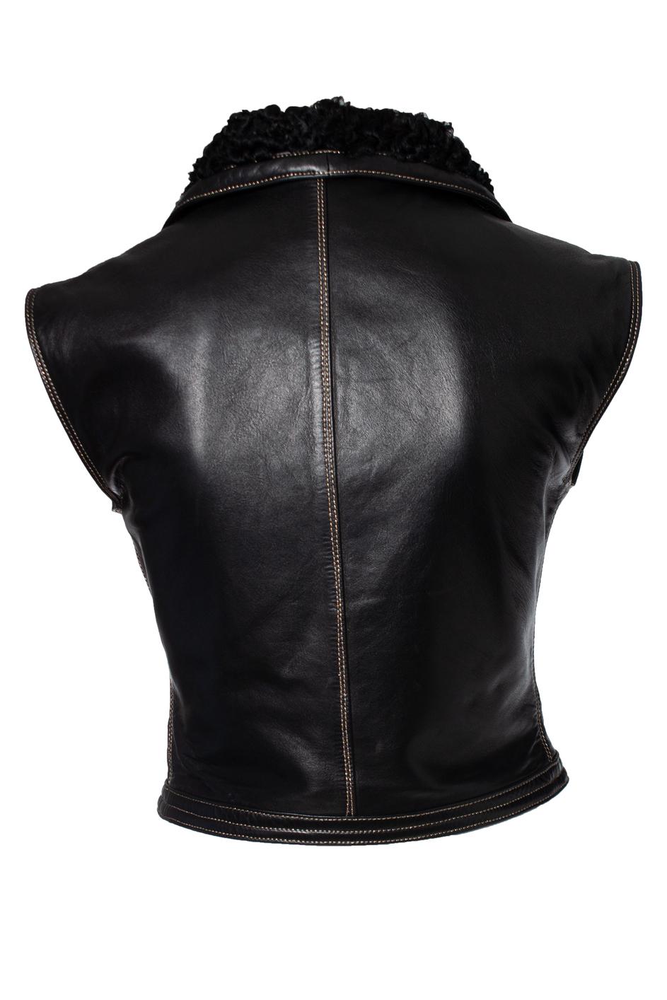 Black Gianni Versace Couture, Runway leather vest For Sale