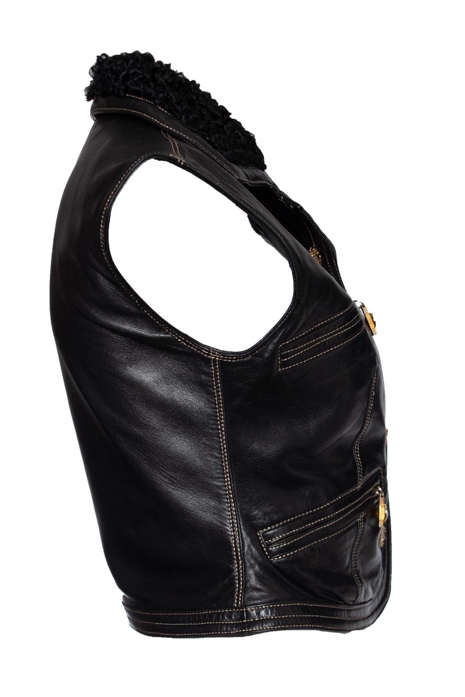 Gianni Versace Couture, Runway leather vest In Excellent Condition For Sale In AMSTERDAM, NL