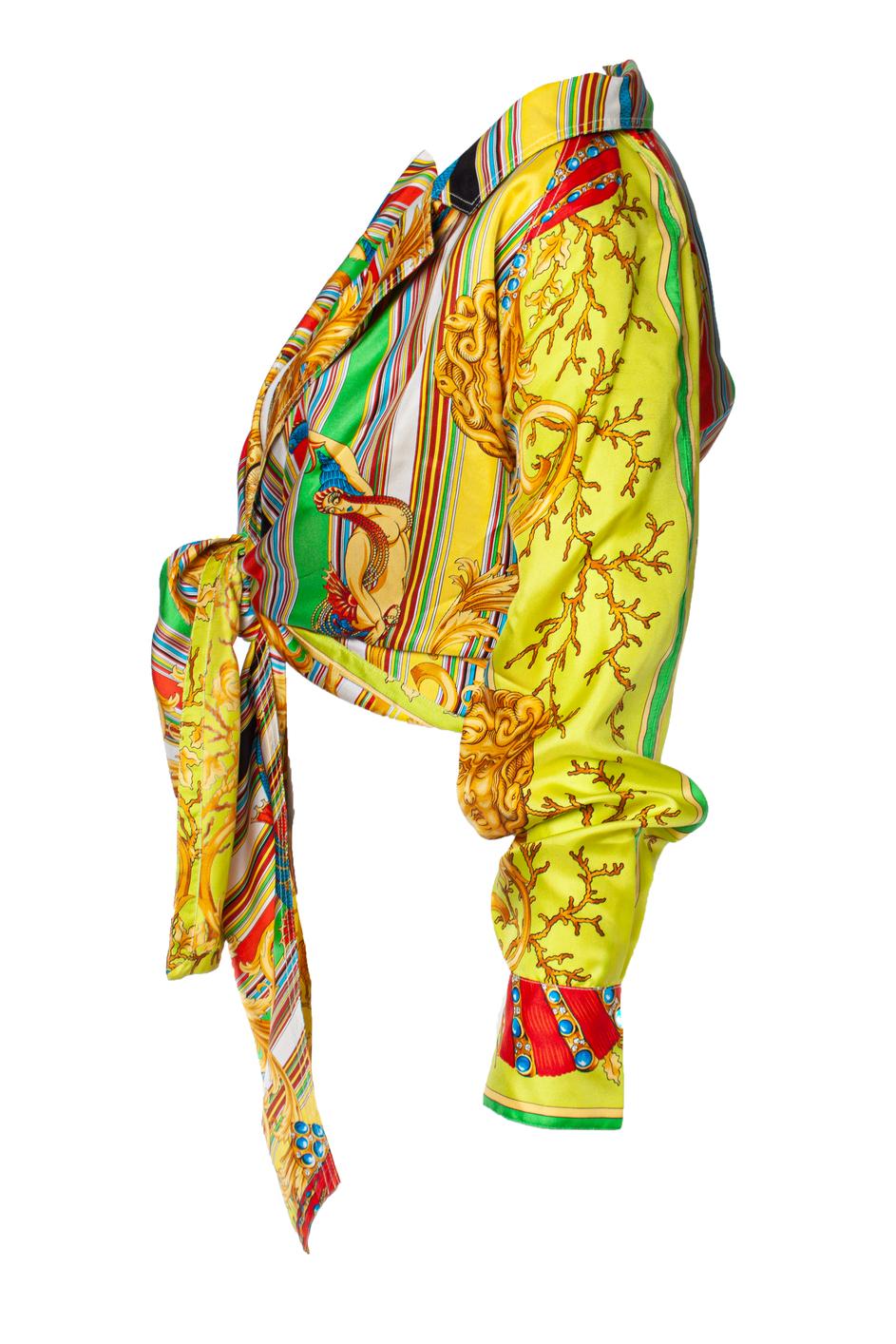 Orange Gianni Versace Couture, Runway off shoulder silk blouse