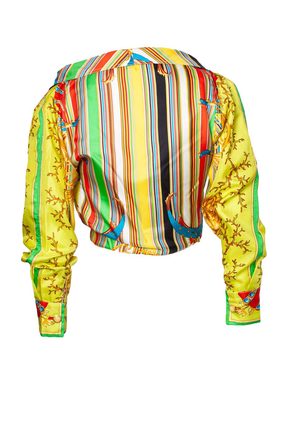 Women's Gianni Versace Couture, Runway off shoulder silk blouse