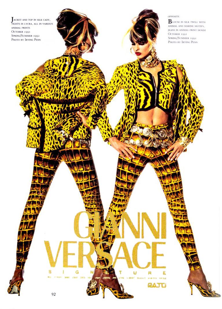 Gianni Versace Couture S/S 1992 Yellow leopard print silk jacket 9