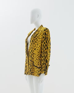 Gianni Versace Couture S/S 1992 Yellow leopard print silk jacket