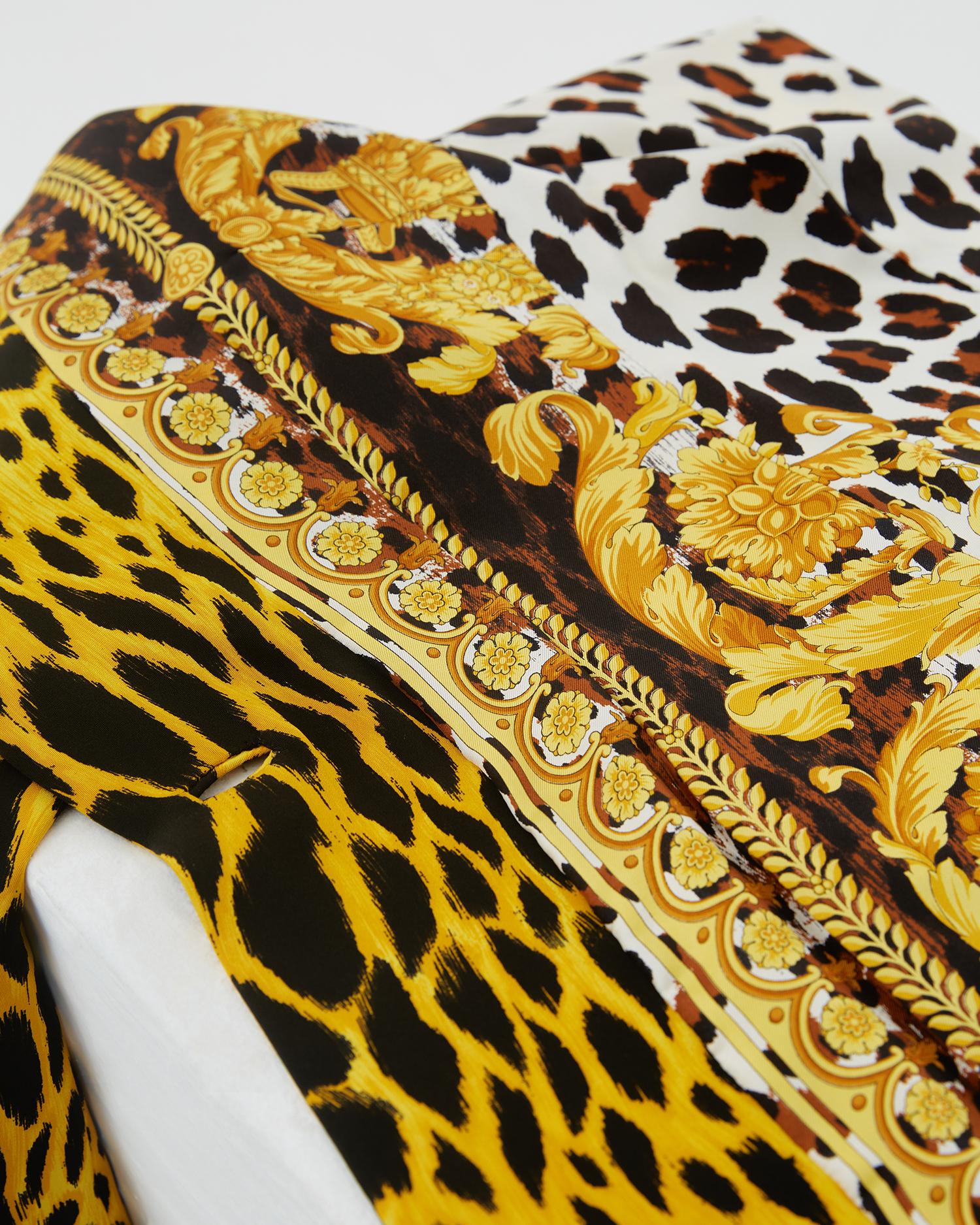 Gianni Versace Couture S/S 1992 Yellow leopard print silk jacket 3