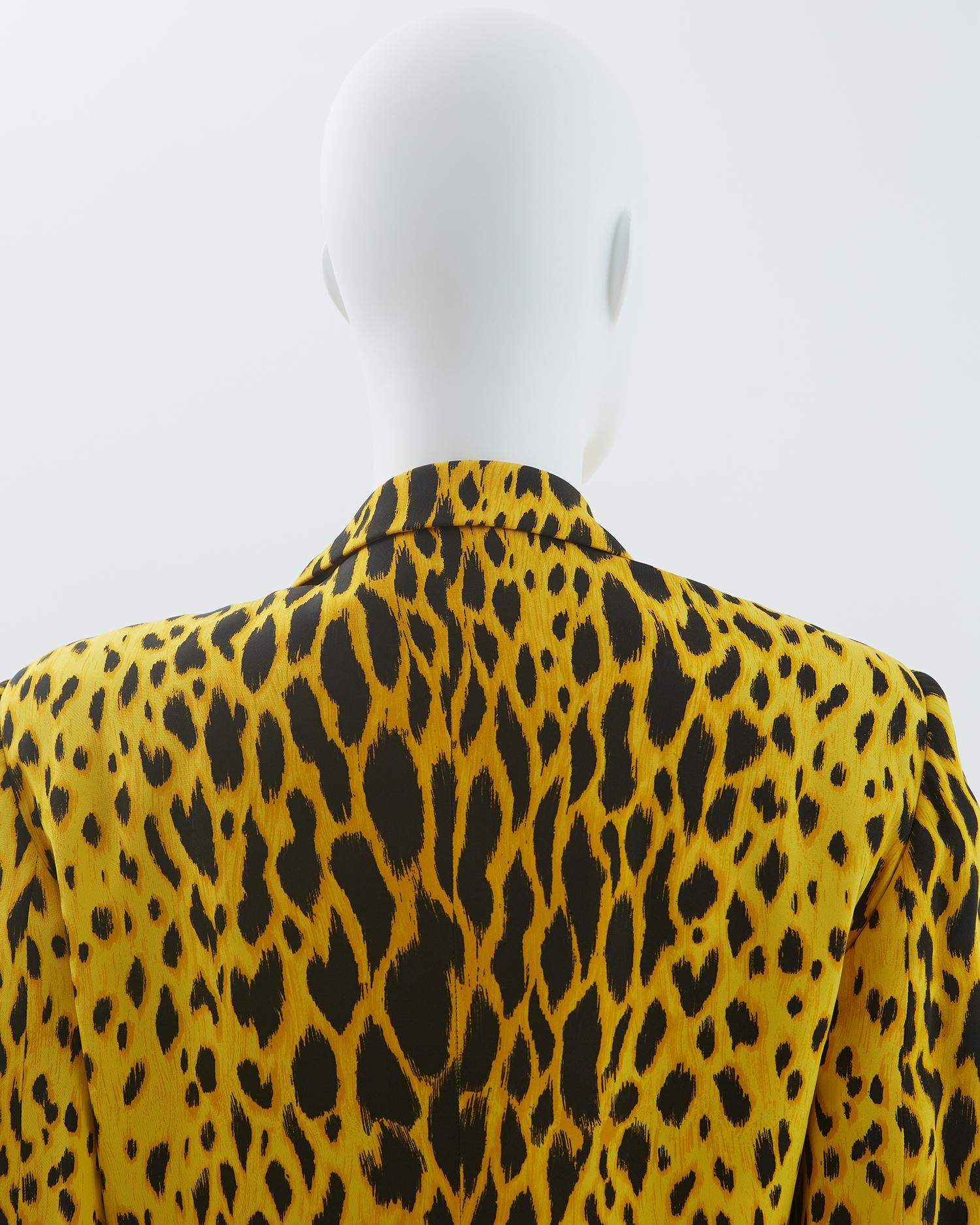 Gianni Versace Couture S/S 1992 Yellow leopard print silk jacket 6