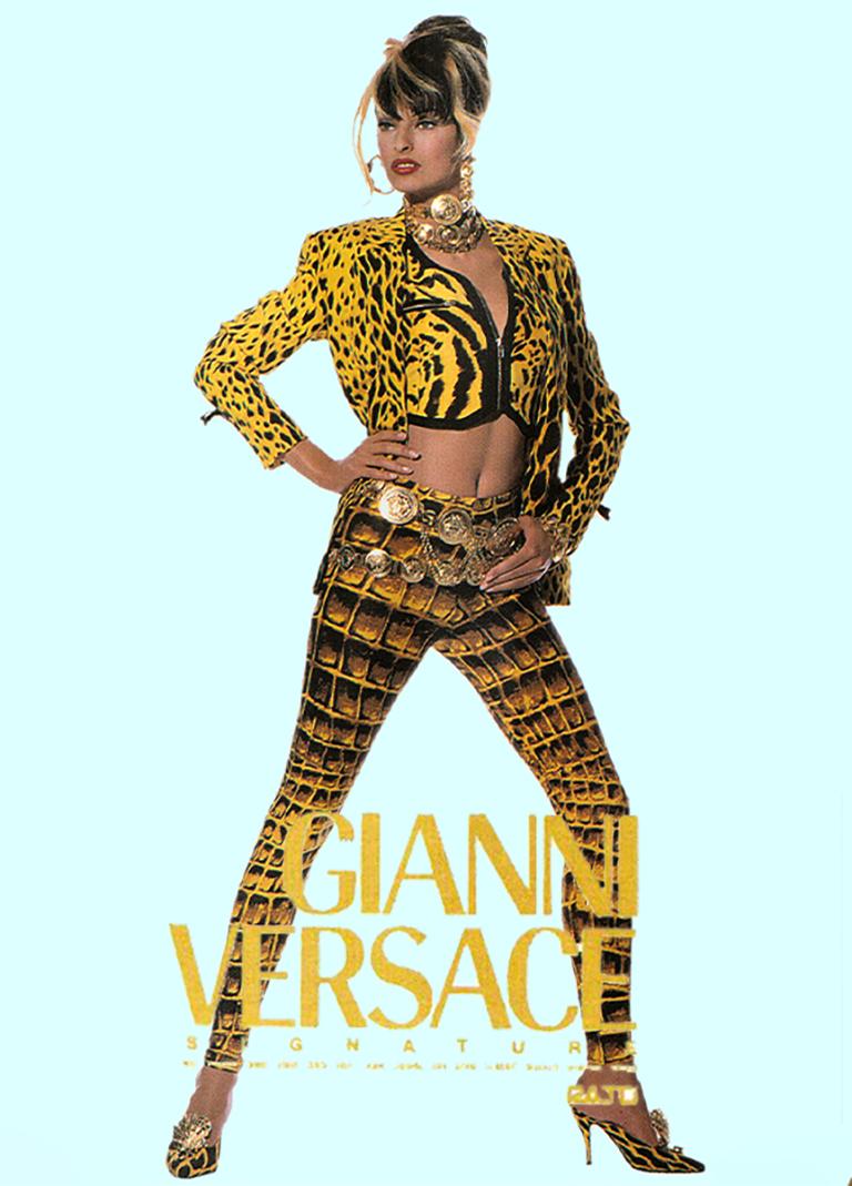 Gianni Versace Couture S/S 1992 Yellow leopard print silk jacket 4