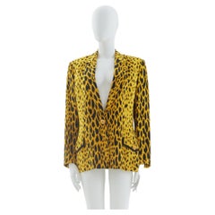 Gianni Versace Couture S/S 1992 Yellow leopard print silk jacket