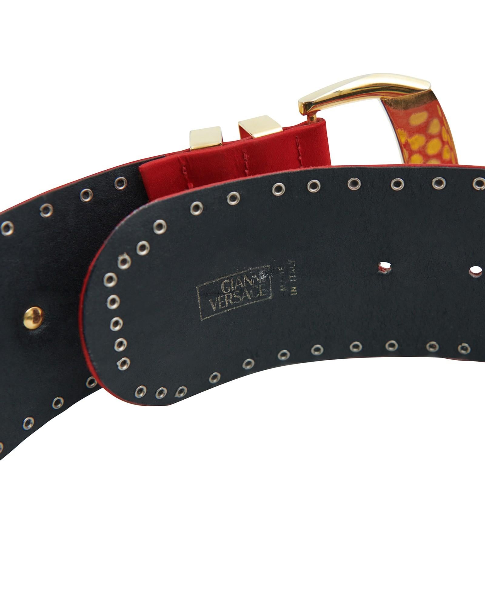 Gianni Versace Couture S/S 1993 Red studded rhinestone belt in vendita 7