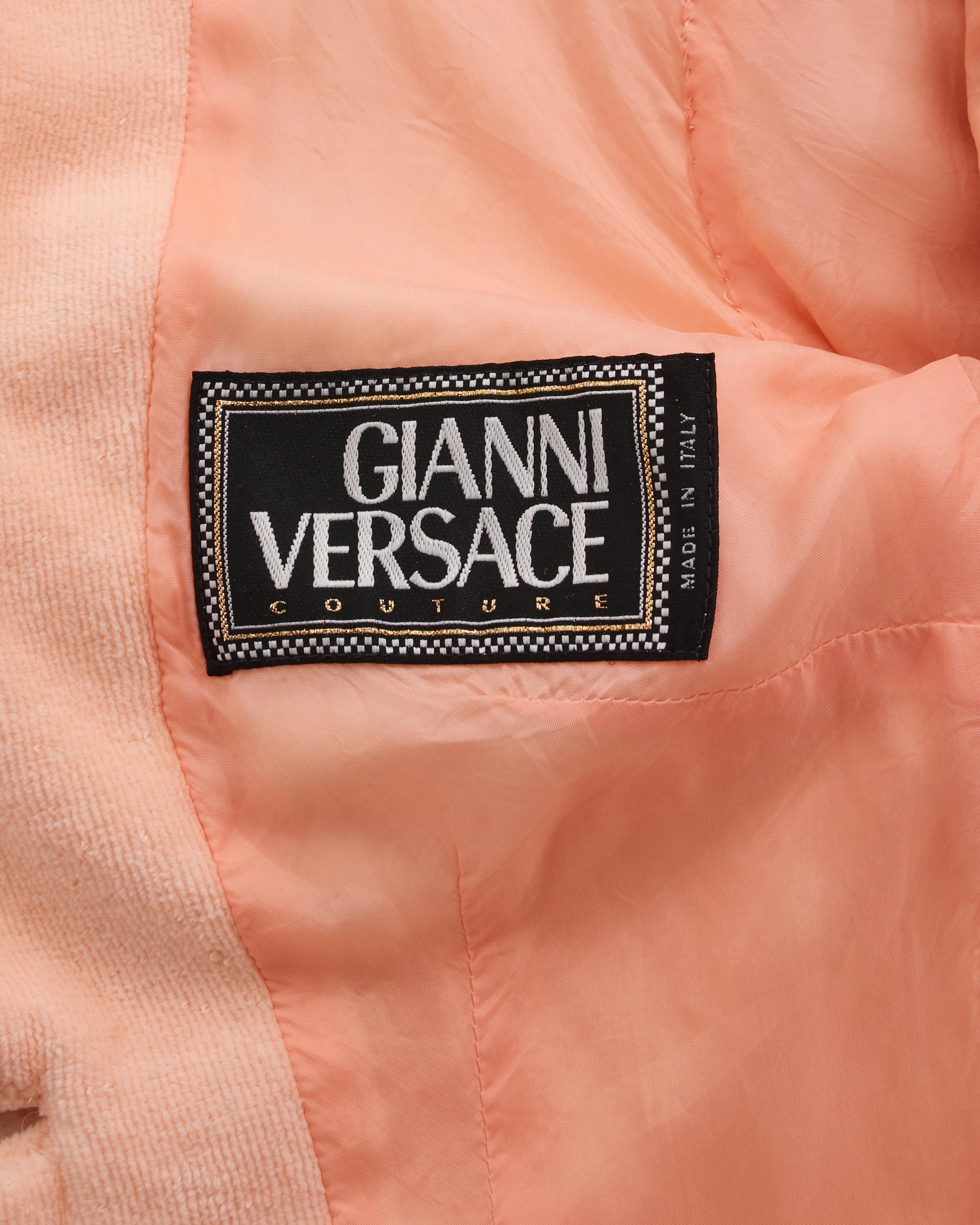 Gianni Versace Couture S/S 1995 Pink terry suit in vendita 1