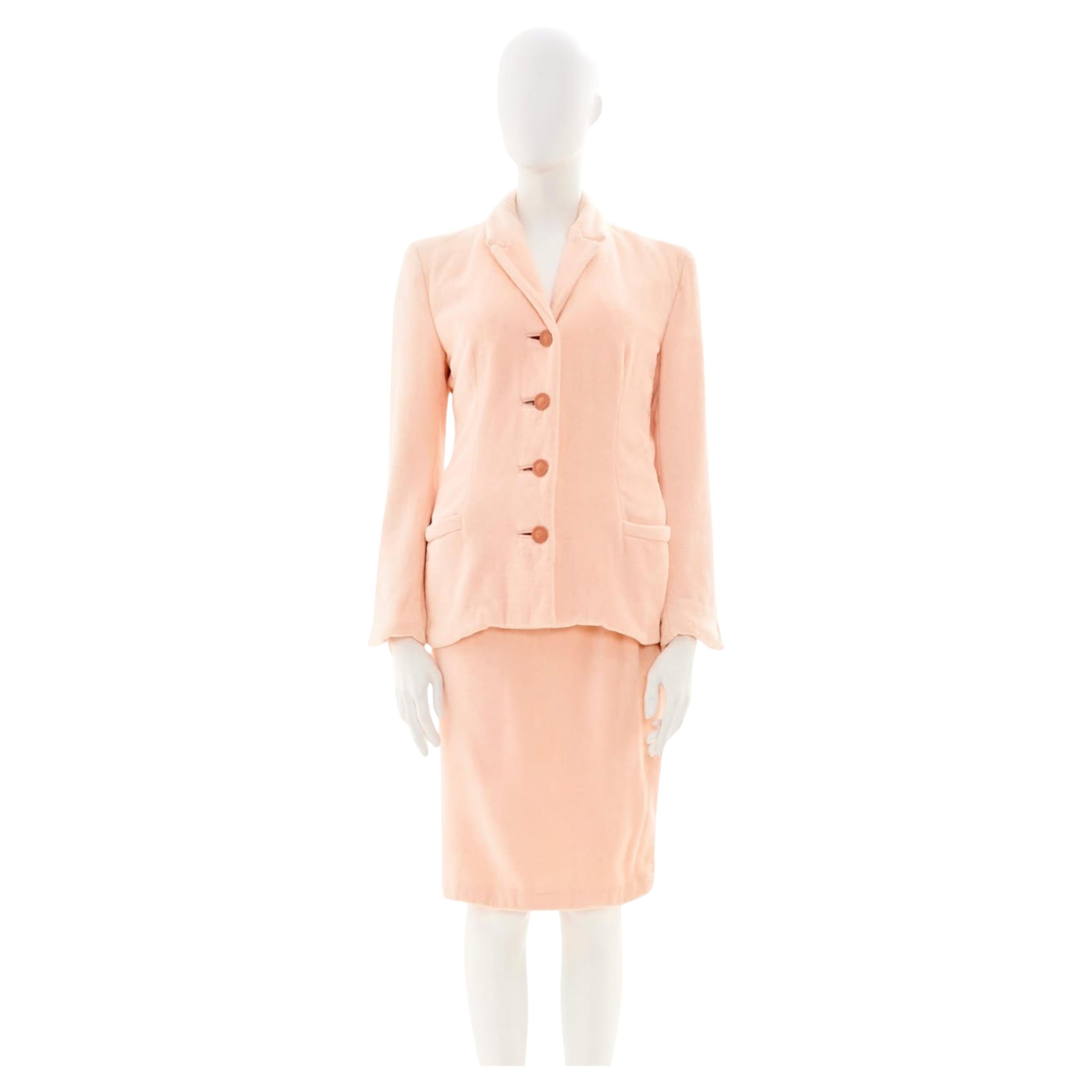 Gianni Versace Couture S/S 1995 Pink terry suit