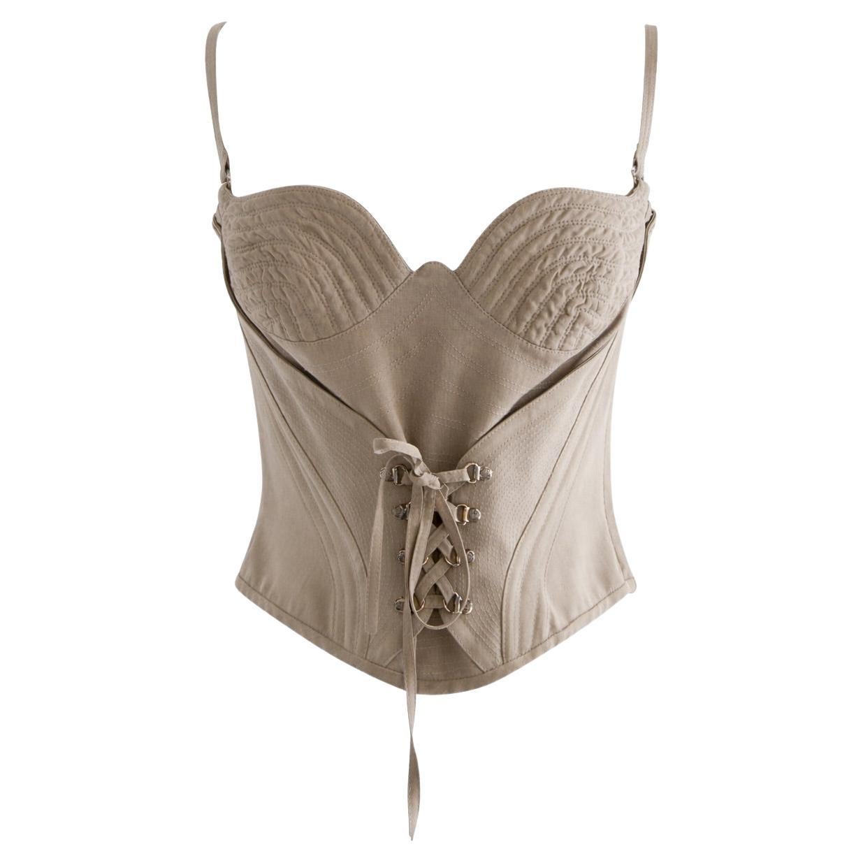 Gianni Versace Couture P/E 1995: top scultura in corsetto beige in vendita