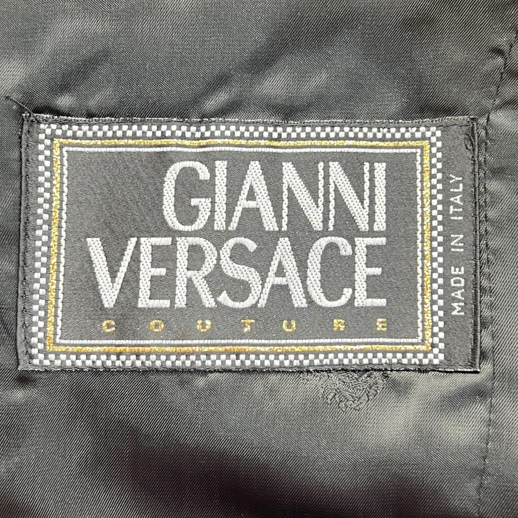Gianni Versace Couture S/S 1998 Blazer Azul Real con Raya de Cuero en venta 3