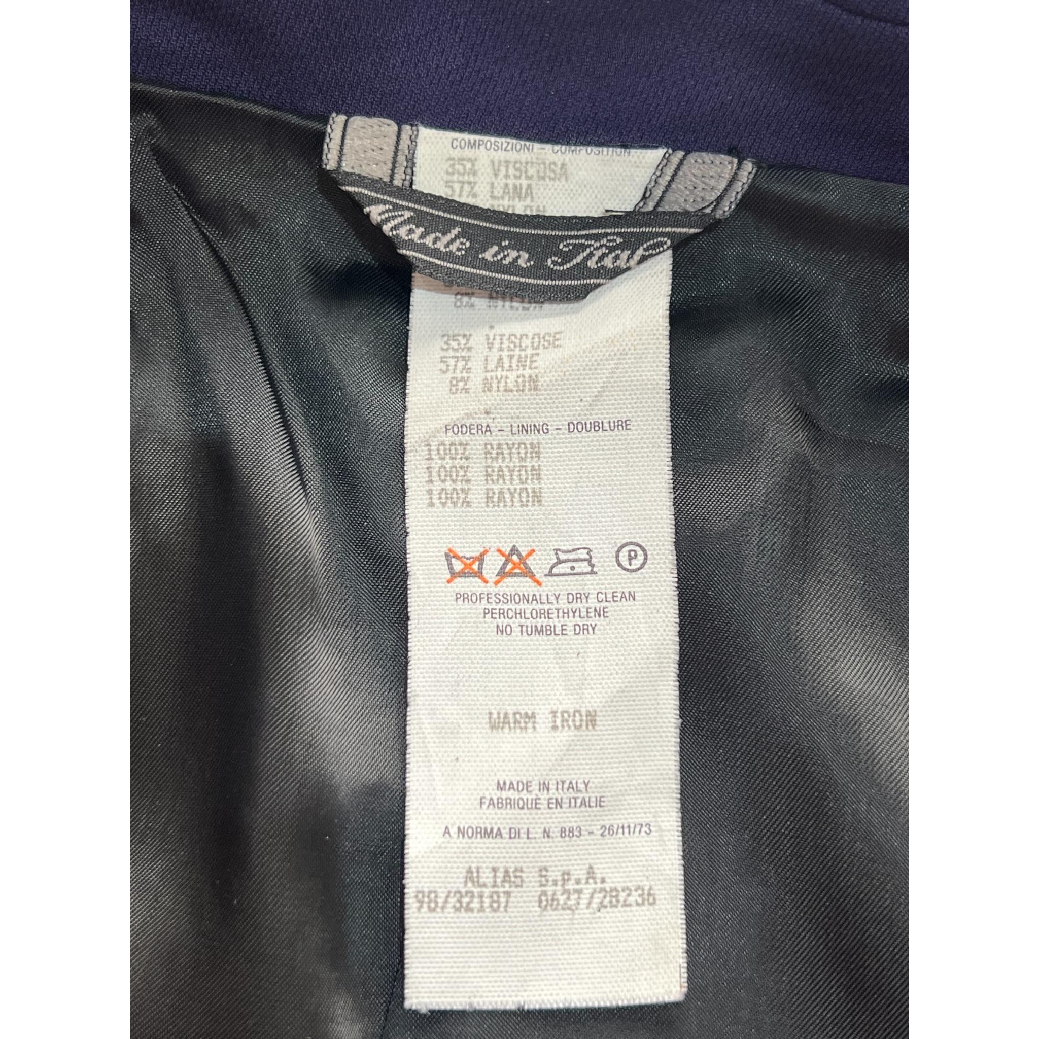 Gianni Versace Couture S/S 1998 Blazer Azul Real con Raya de Cuero en venta 5