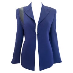 Gianni Versace Couture S/S 1998 Royal Blue Blazer with Leather Stripe