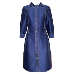 Gianni Versace Couture P/E 2000 Abito camicia in denim Chambray con stampa Jungling