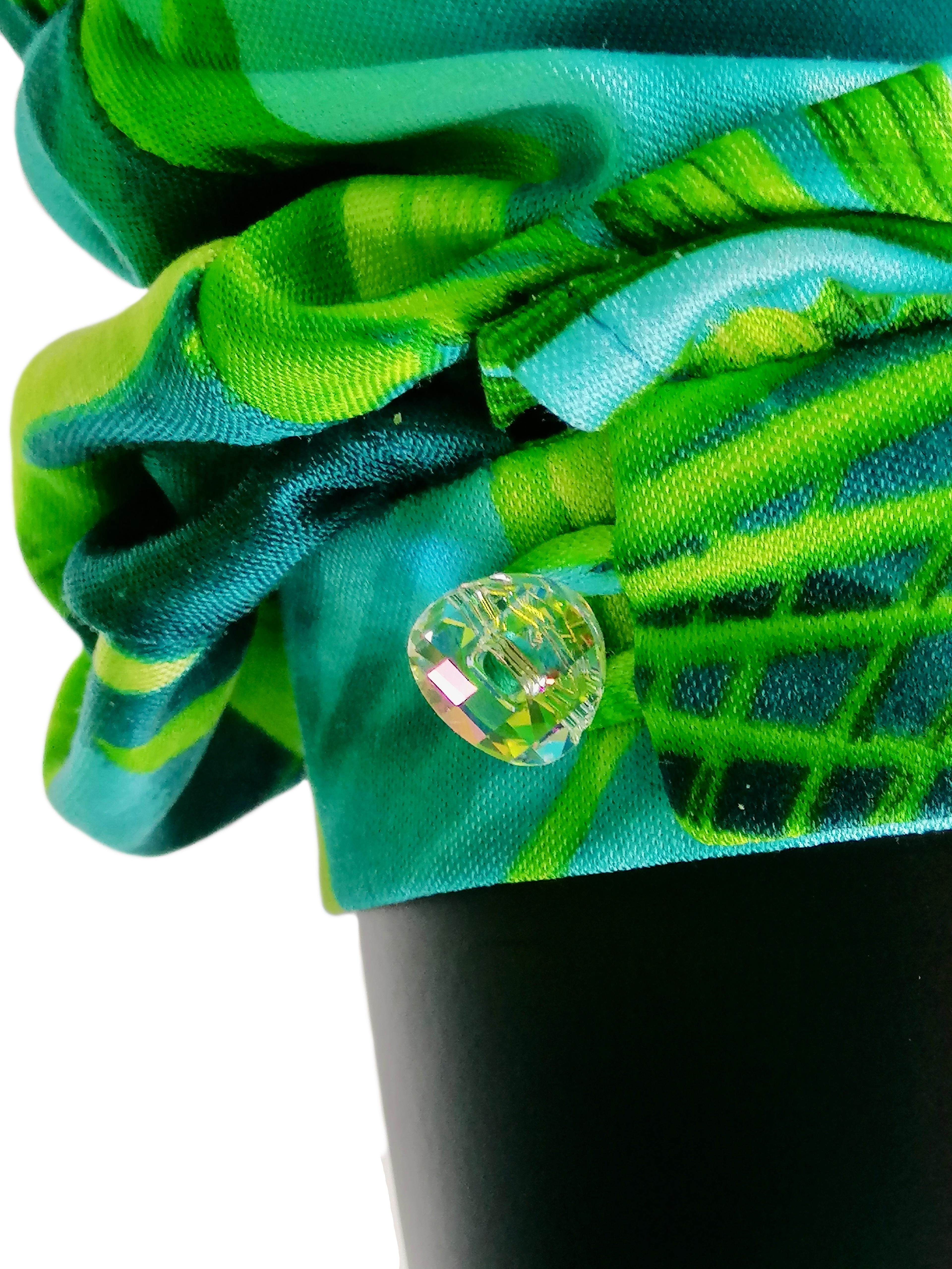 GIANNI VERSACE COUTURE Iconic S/S 2000 Plunging Jungle Dress For Sale 7