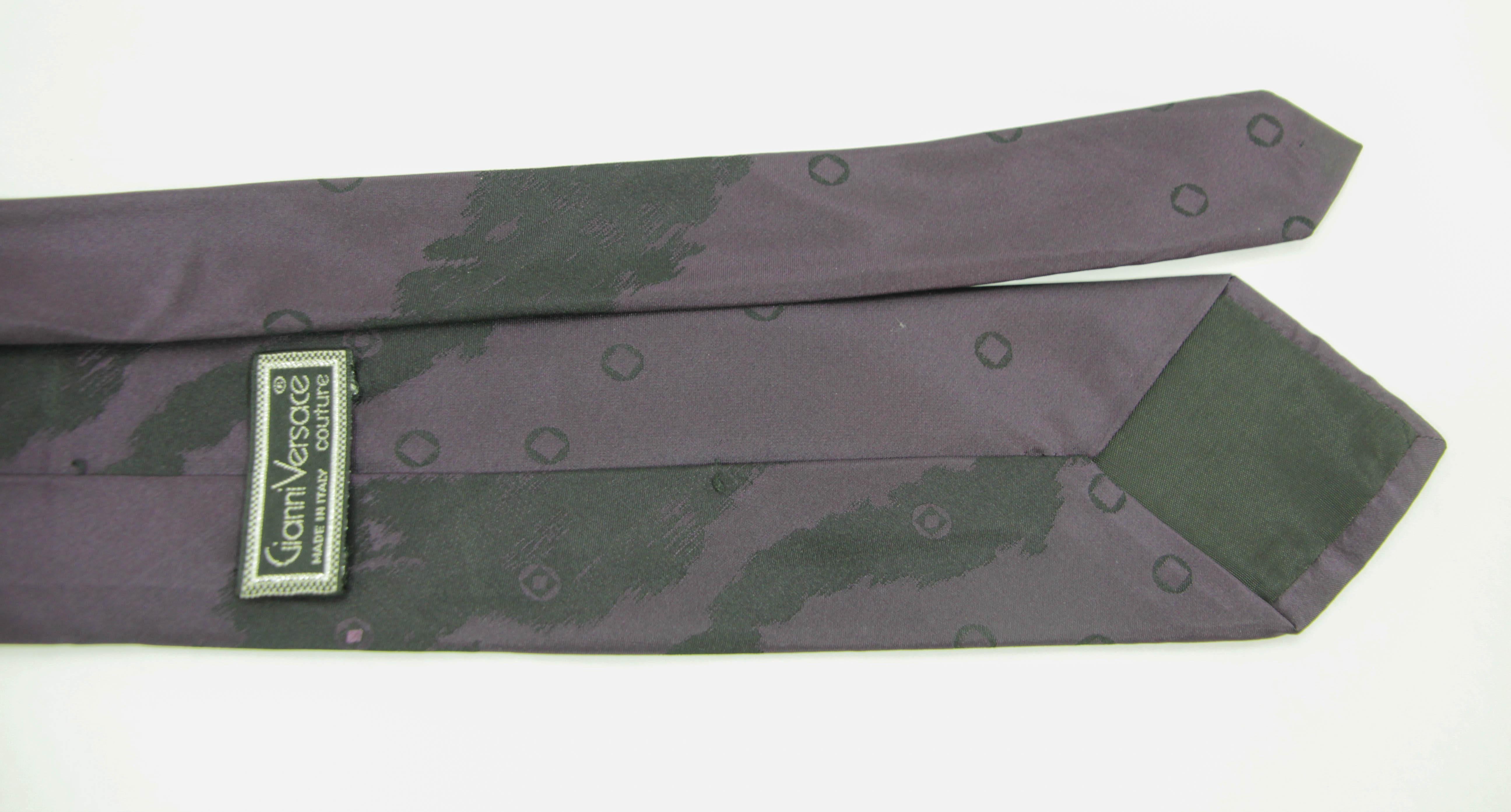 Women's or Men's GIANNI VERSACE COUTURE Silk Necktie in Purple Colors Italy 1990 For Sale
