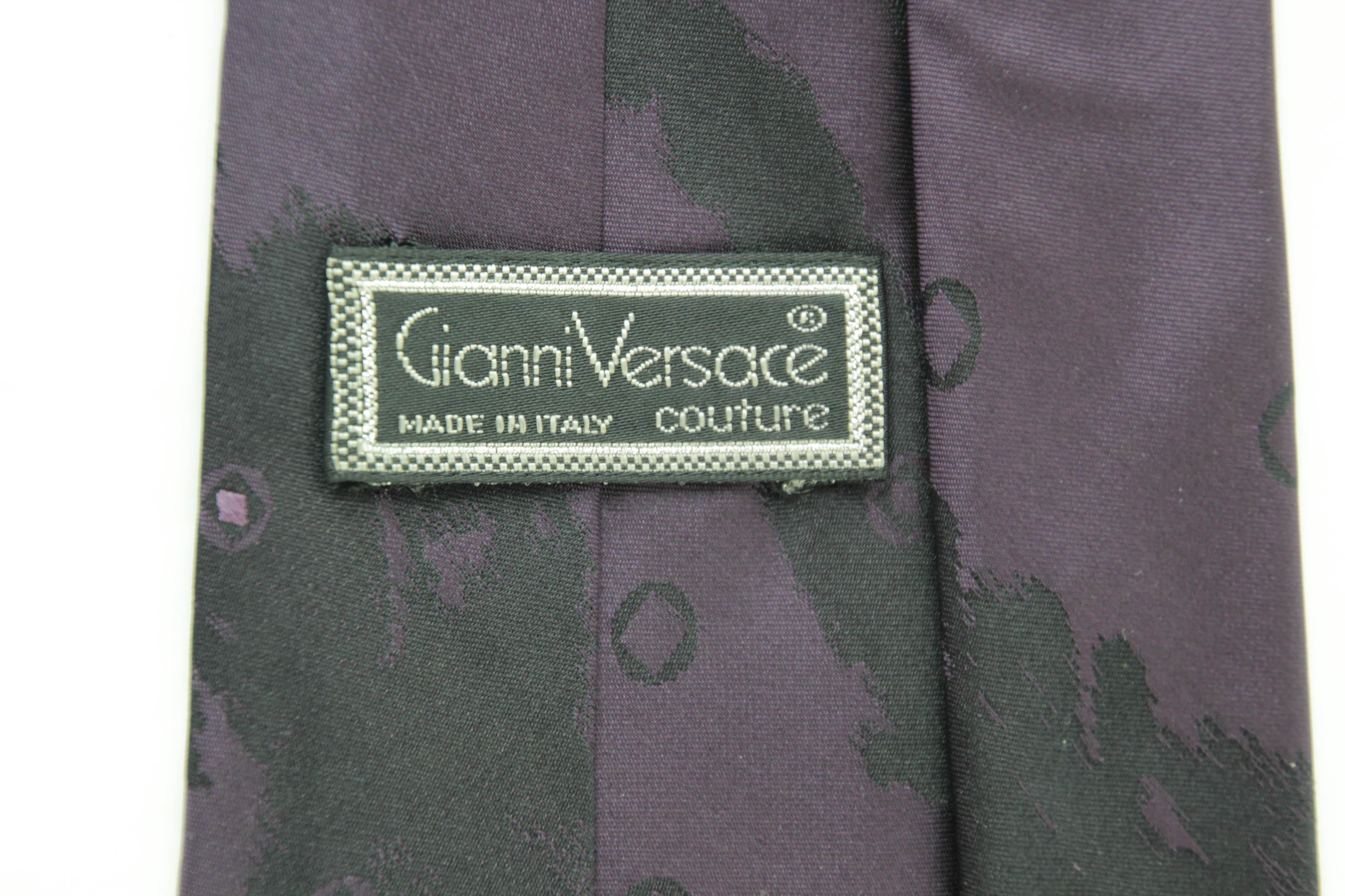 GIANNI VERSACE COUTURE Silk Necktie in Purple Colors Italy 1990 For Sale 1