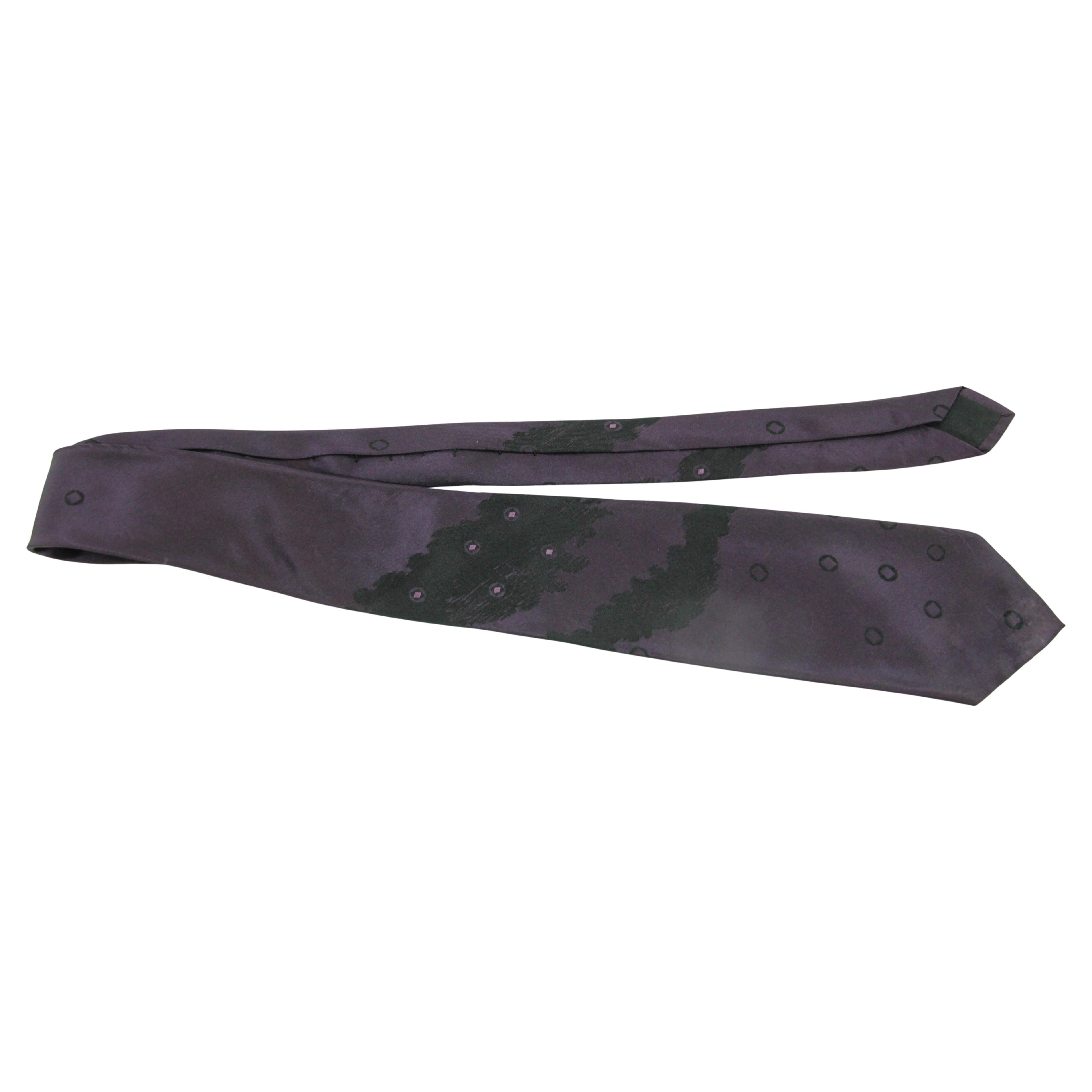 GIANNI VERSACE COUTURE Silk Necktie in Purple Colors Italy 1990 For Sale