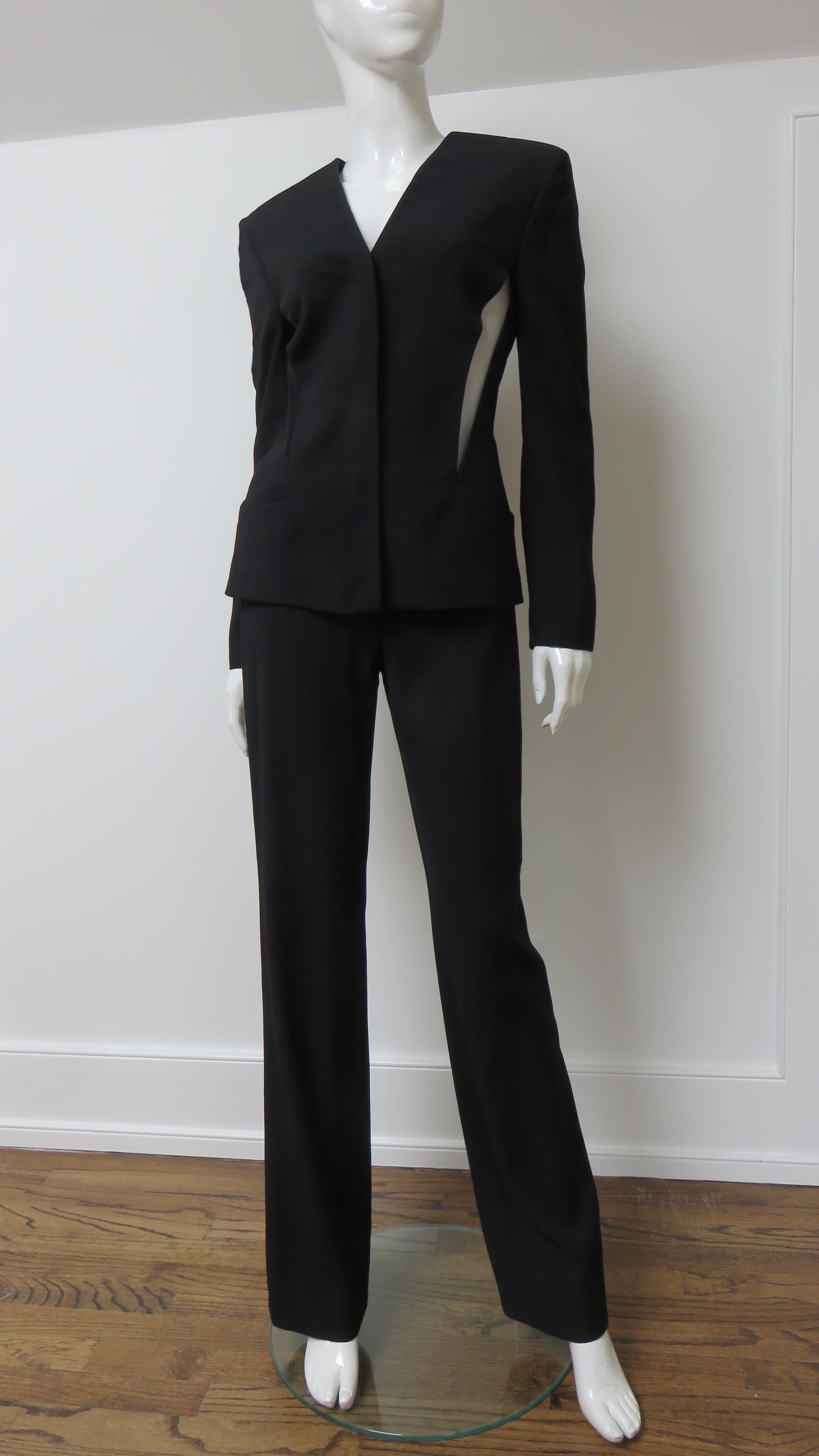 Gianni Versace Couture Silk Pant Suit with Cut outs 1990s For Sale 2