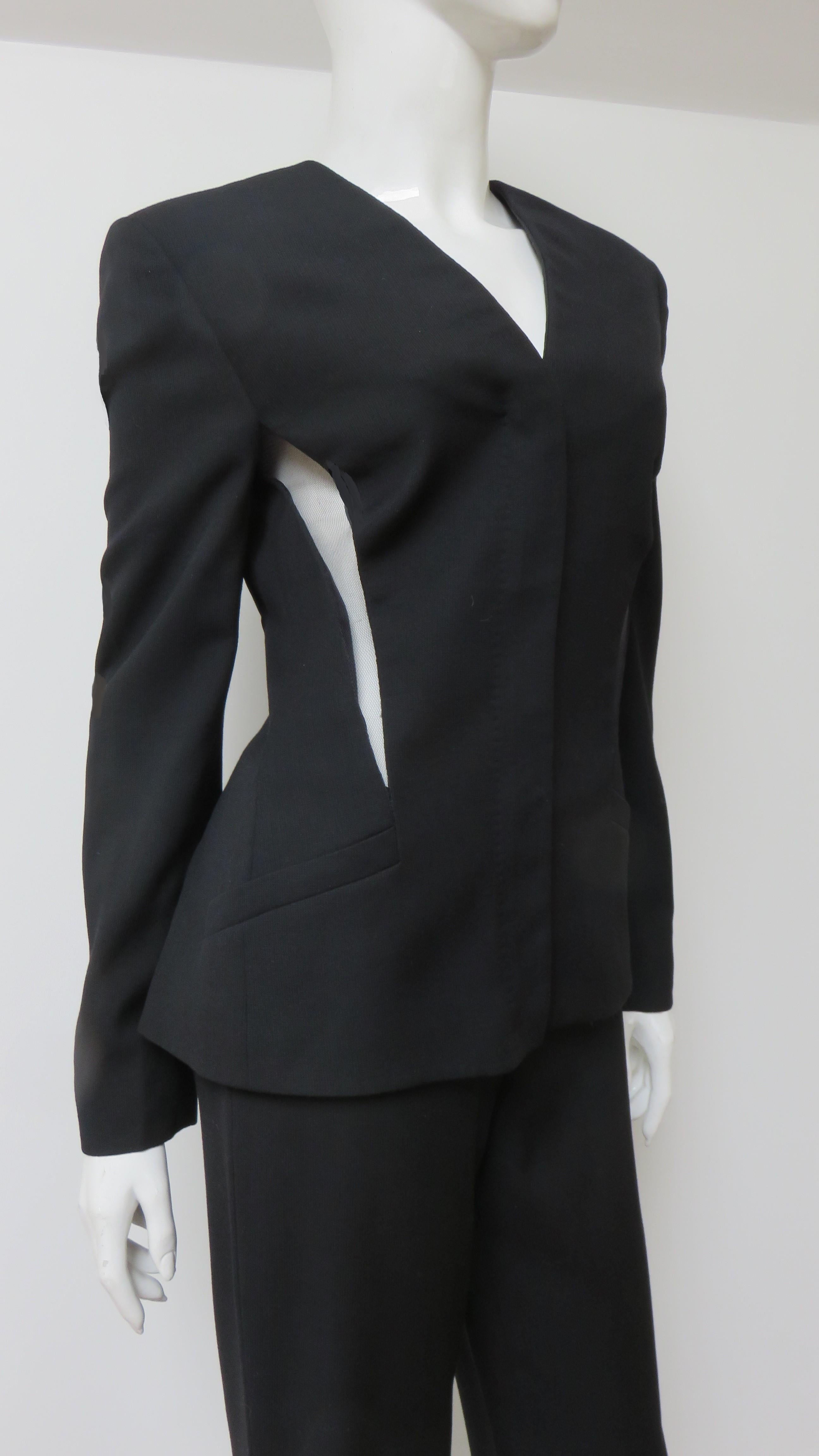 Gianni Versace Couture Silk Pant Suit with Cut outs 1990s In Good Condition For Sale In Water Mill, NY