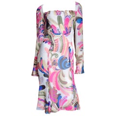 Retro  Gianni Versace Couture Print Silk Dress