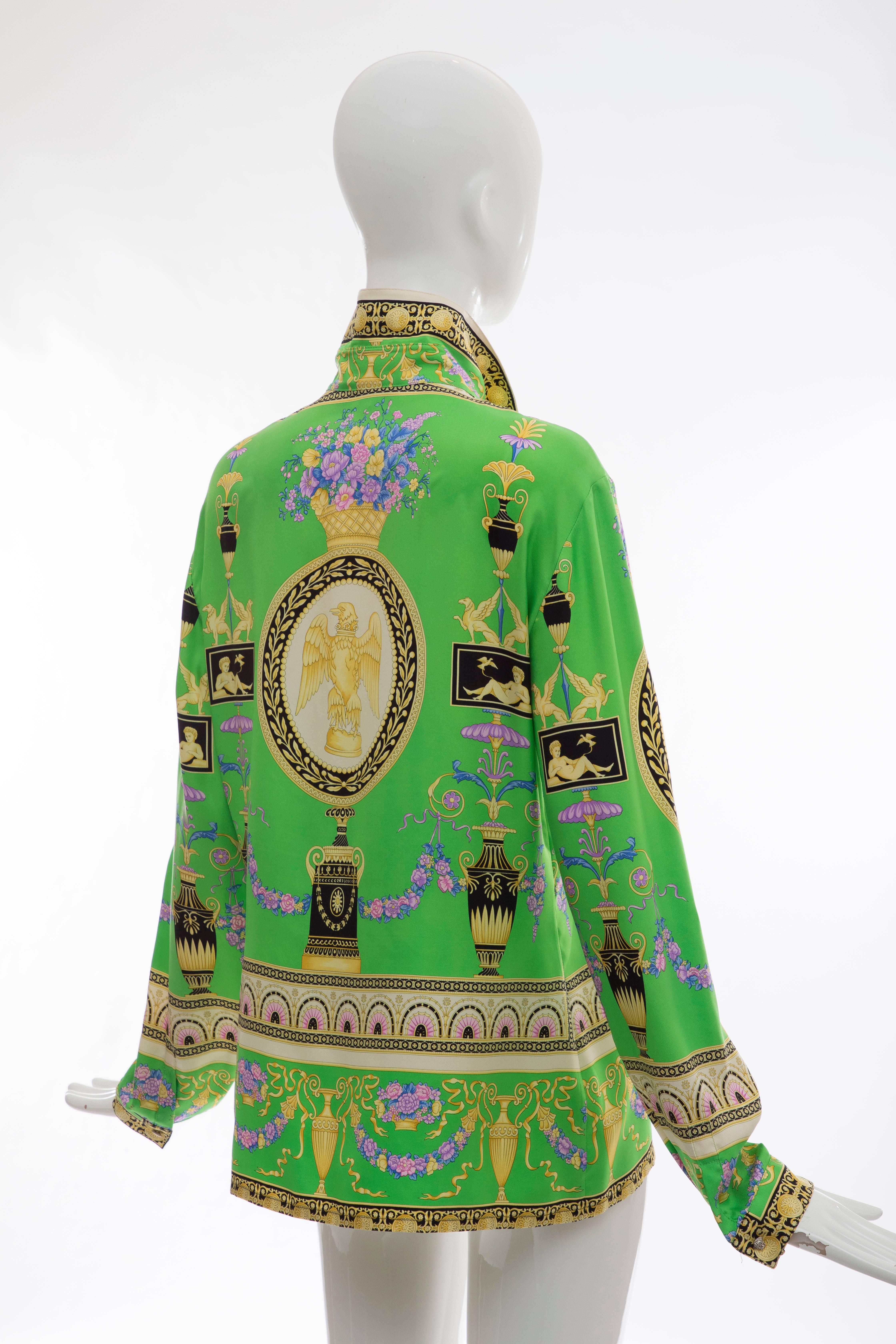Gianni Versace Couture Silk Printed Blouse, Circa 1990s 1
