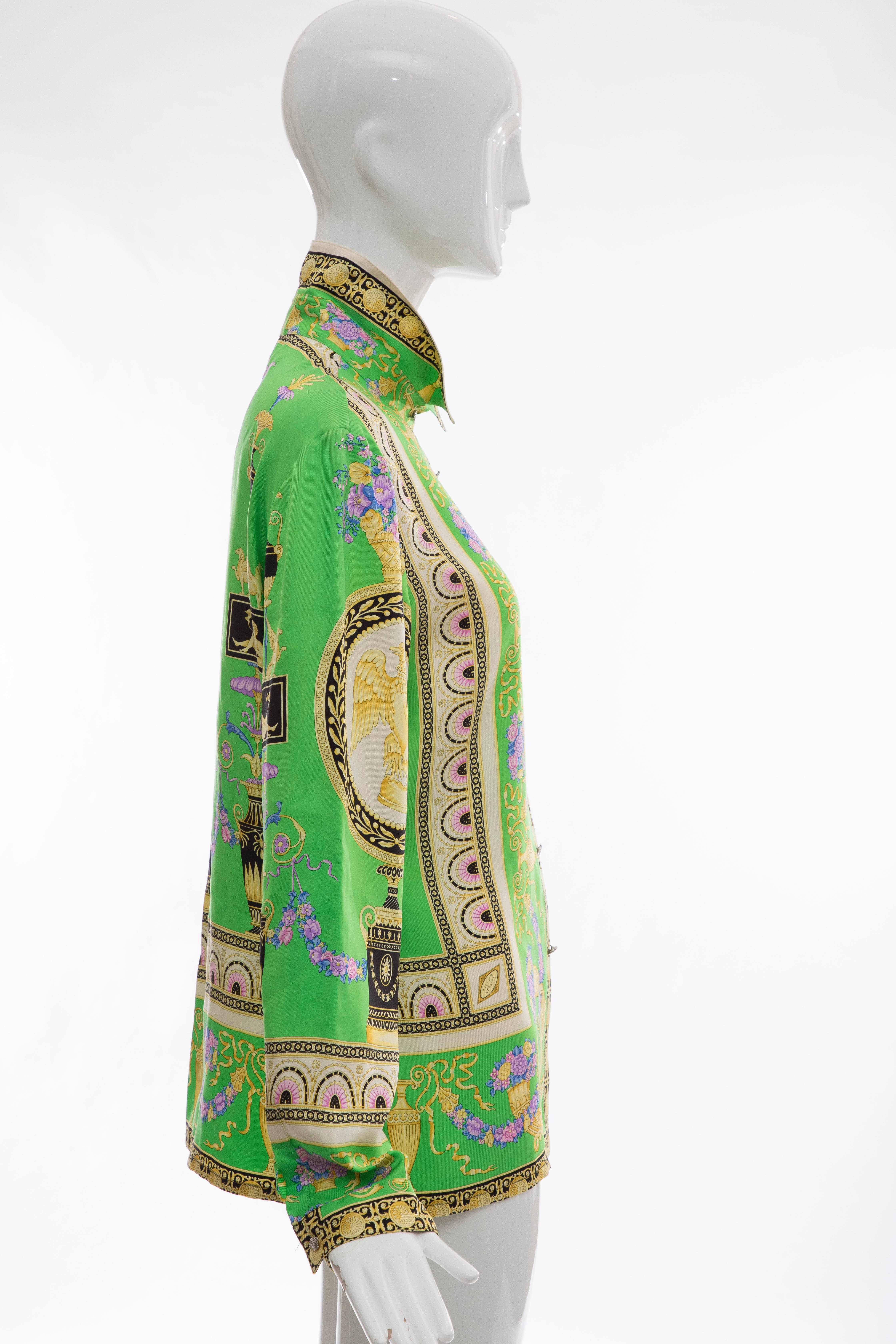 Gianni Versace Couture Silk Printed Blouse, Circa 1990s 2