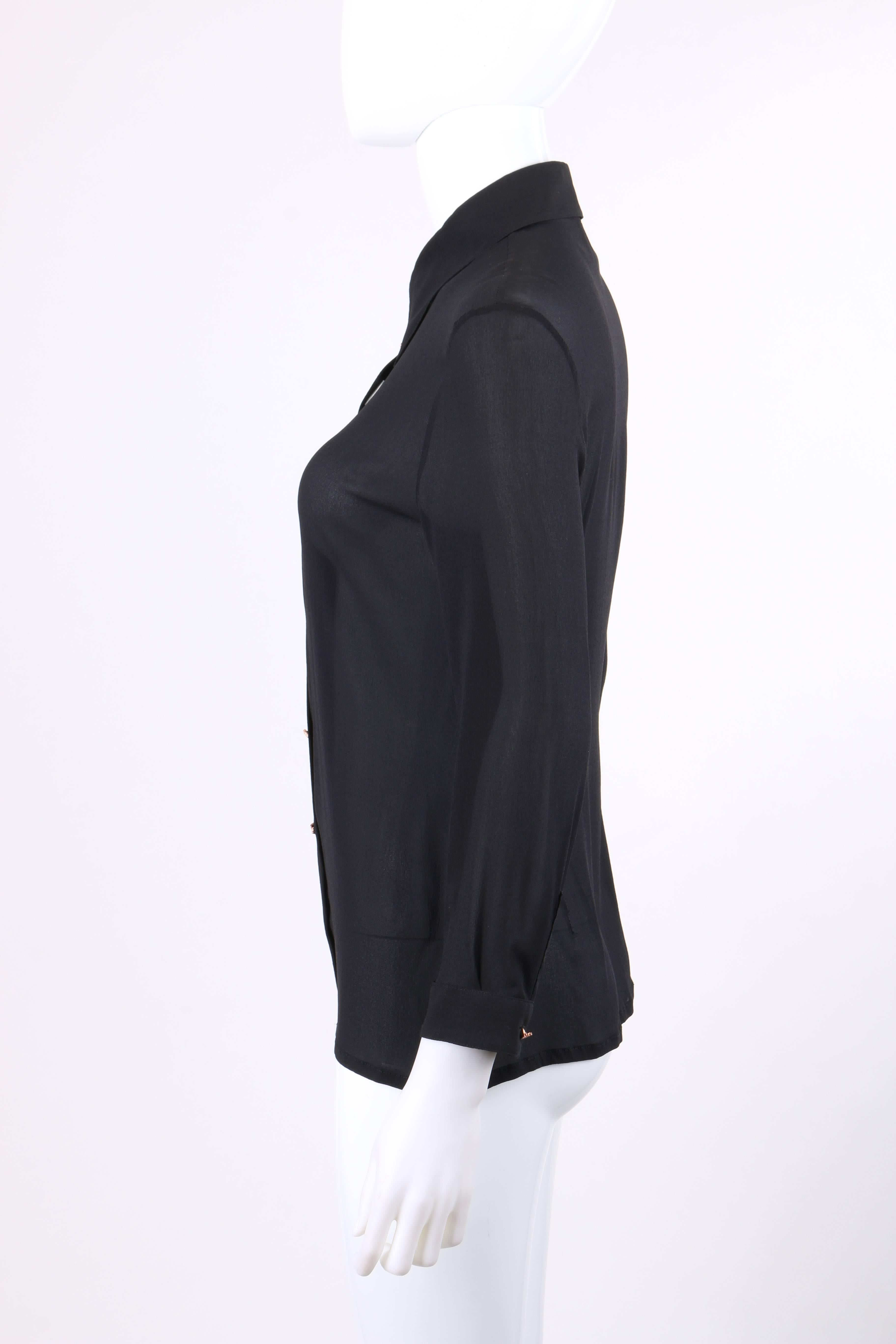GIANNI VERSACE Couture S/S 1999 Black Silk Chiffon Medusa Head Button Up Shirt 1